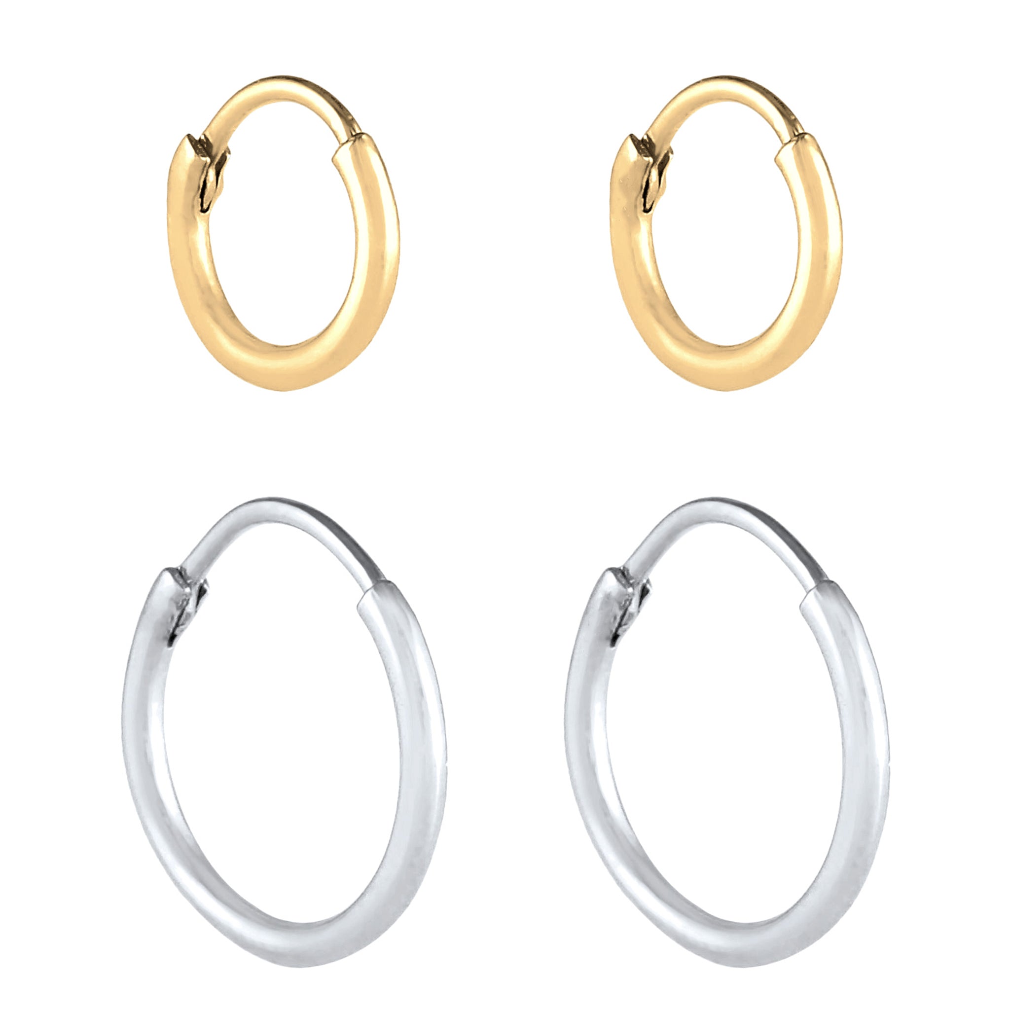 Zweifarbig - Elli | Creolen Set Bicolor | 925 Sterling Silber vergoldet