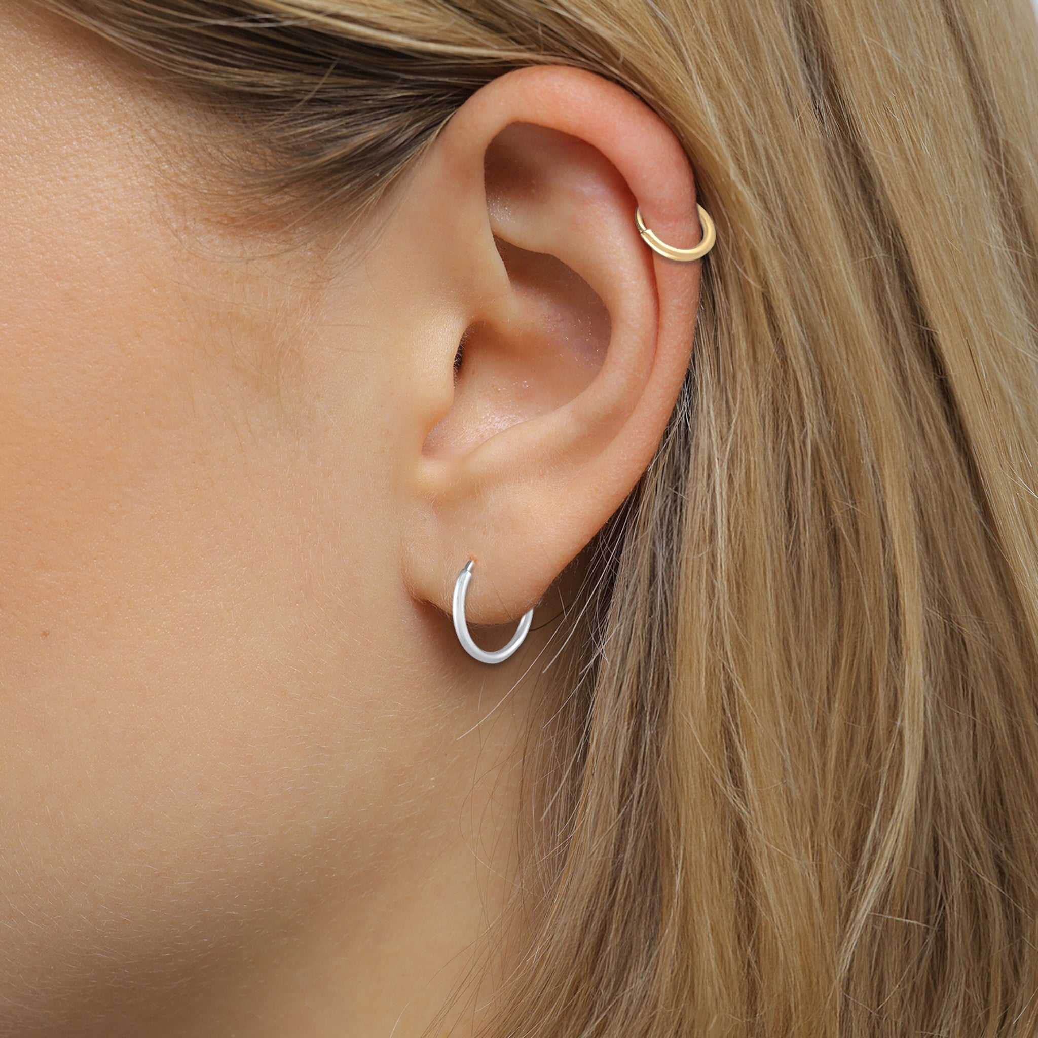 Zweifarbig - Elli | Creolen Set Bicolor | 925 Sterling Silber vergoldet