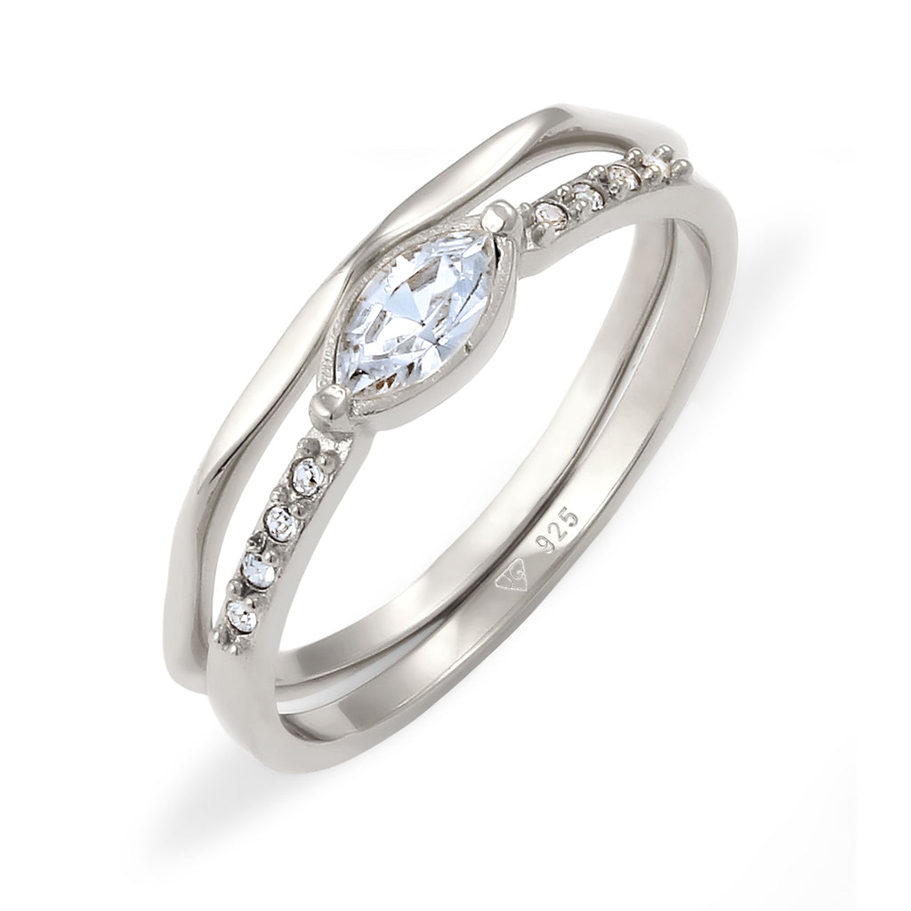 Silber - Elli | Ringset | Mit Kristallen von Swarovski® (Weiß) | 925 Sterling Silber