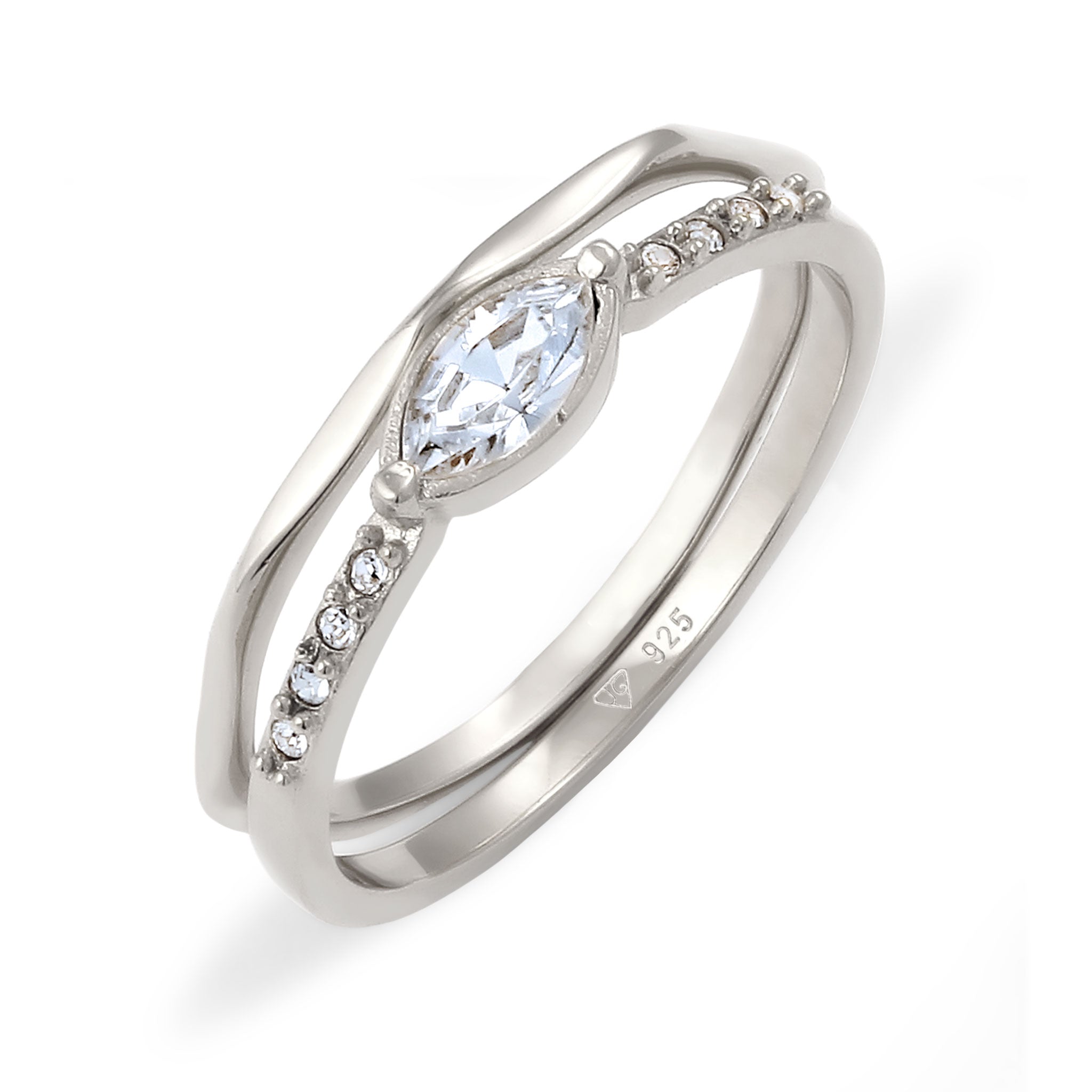 Silber - Elli | Ringset | Mit Kristallen von Swarovski® (Weiß) | 925 Sterling Silber