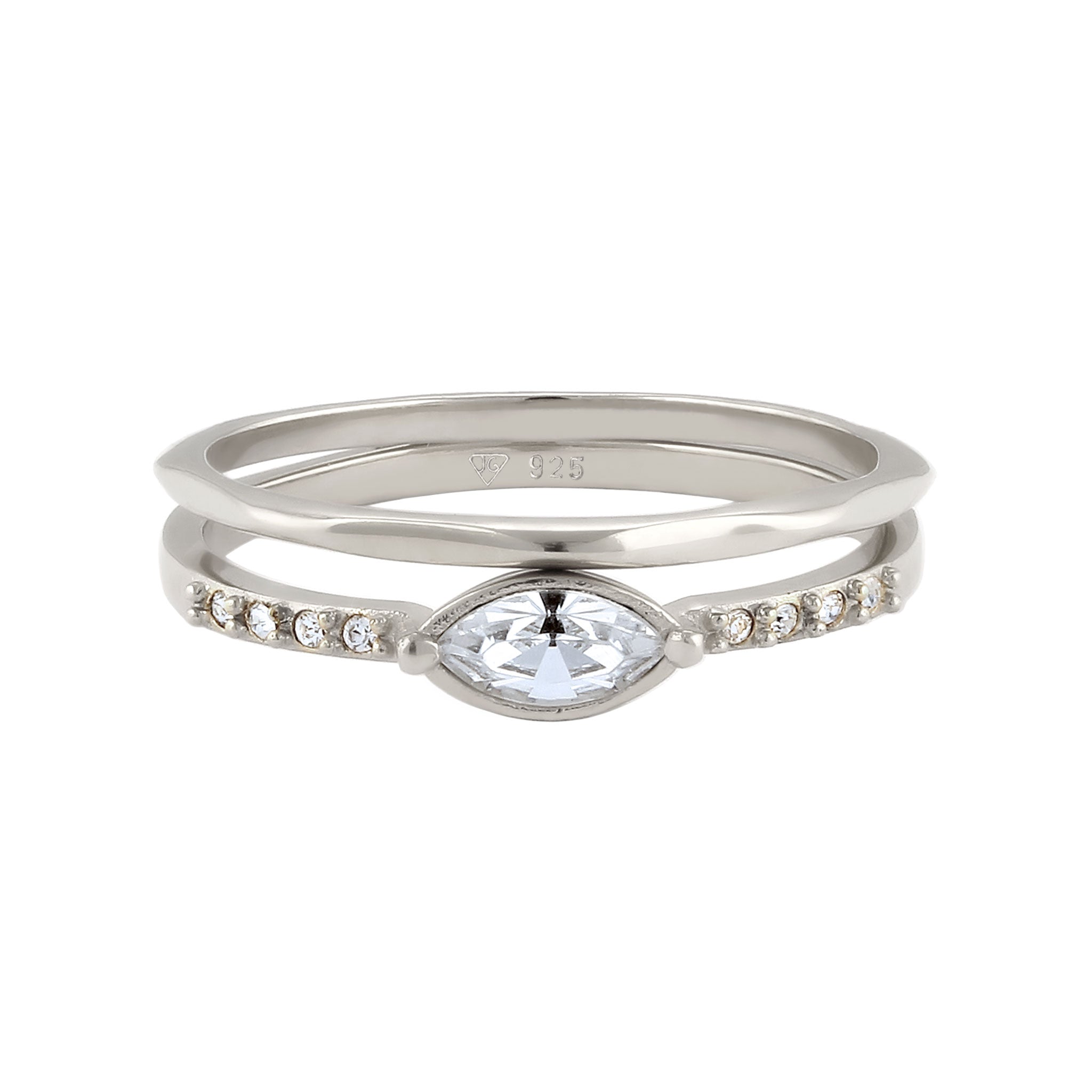 Silber - Elli | Ringset | Mit Kristallen von Swarovski® (Weiß) | 925 Sterling Silber