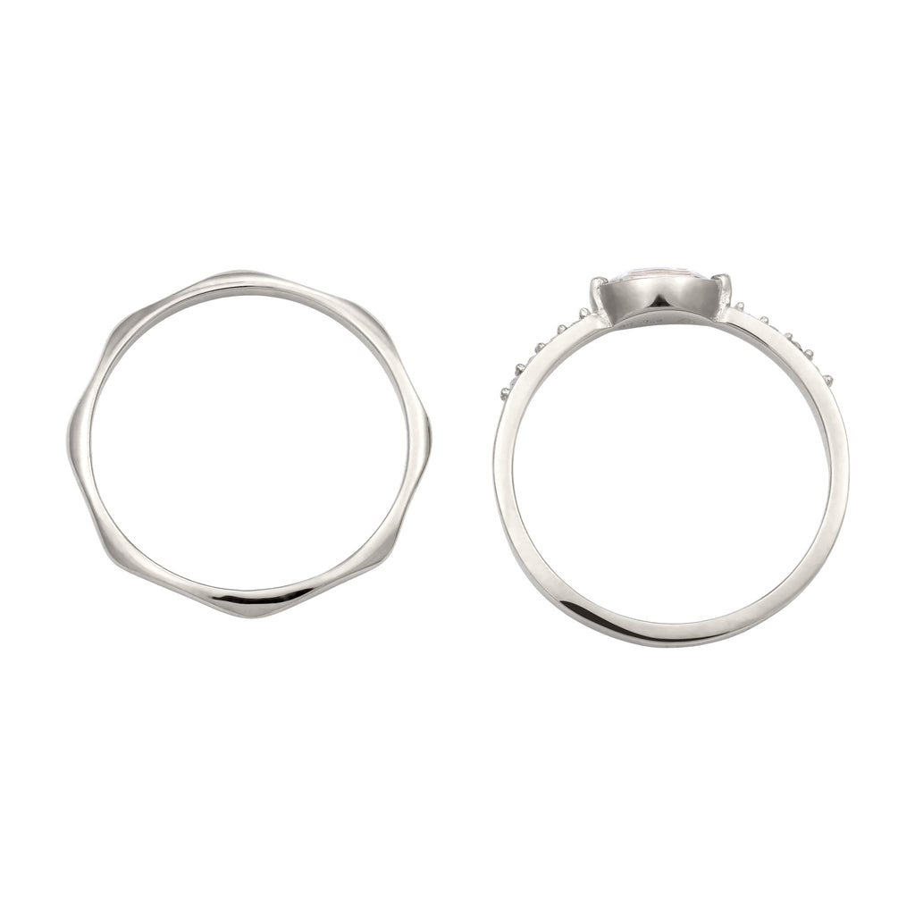 Silber - Elli | Ringset | Mit Kristallen von Swarovski® (Weiß) | 925 Sterling Silber