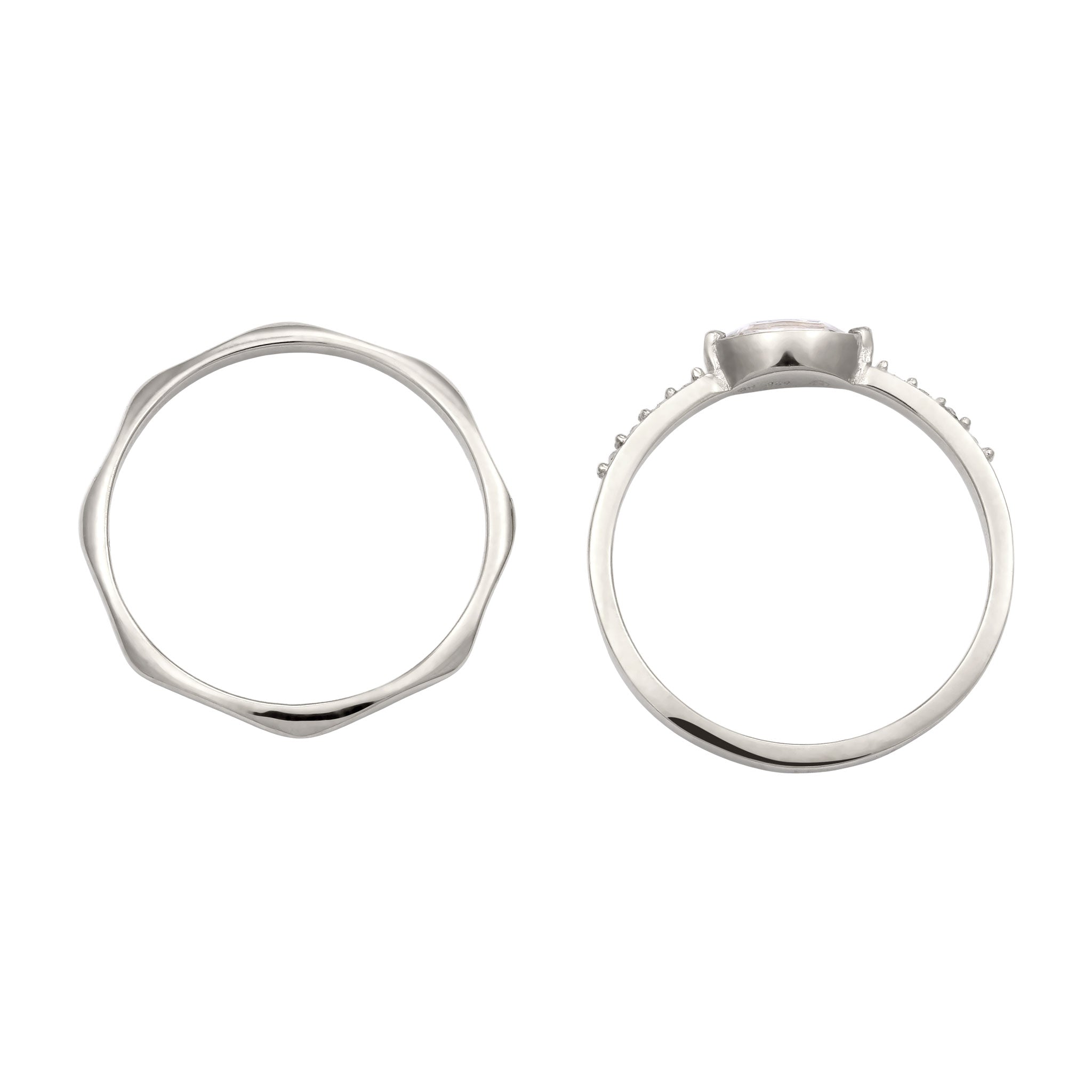 Silber - Elli | Ringset | Mit Kristallen von Swarovski® (Weiß) | 925 Sterling Silber
