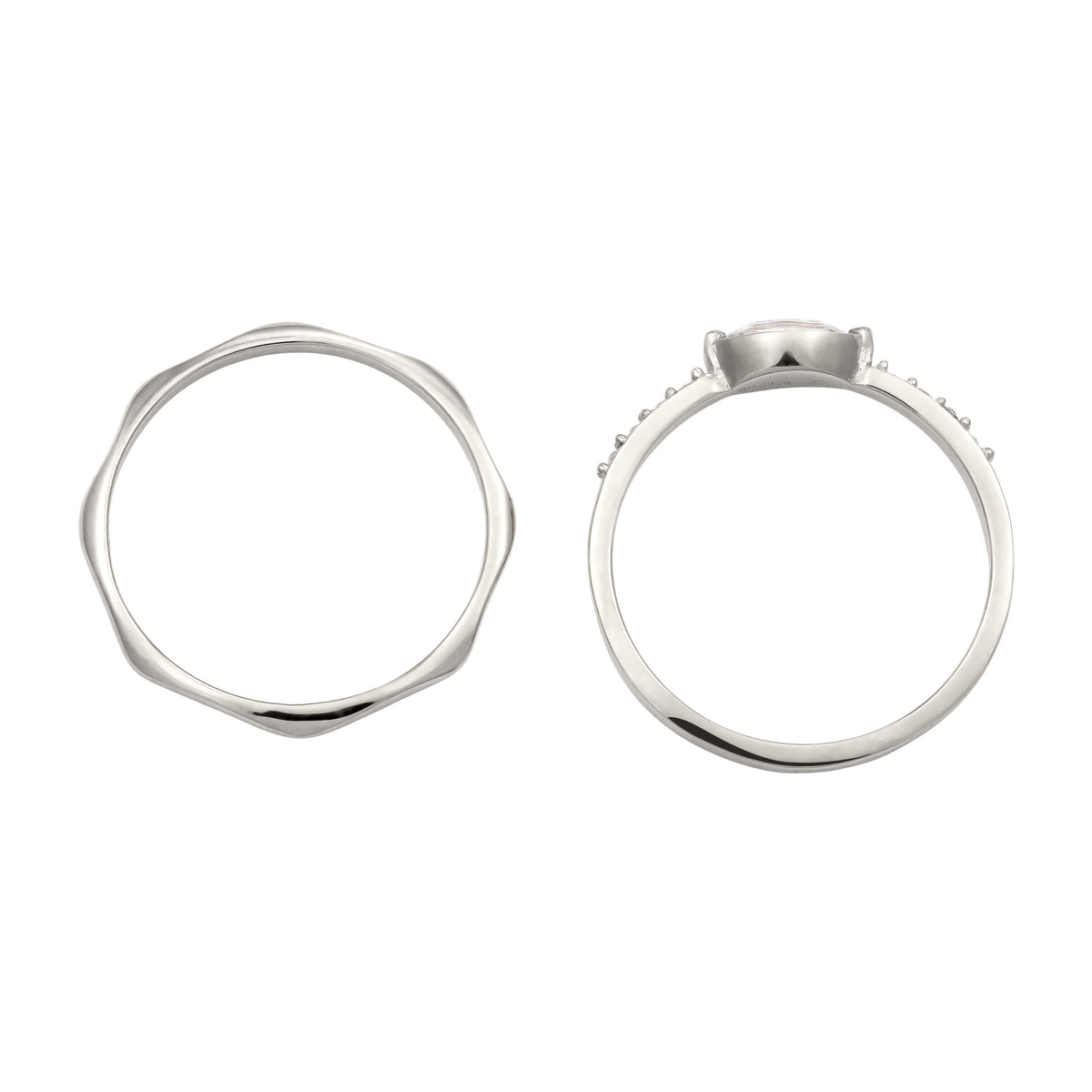 Silber - Elli | Ringset | Mit Kristallen von Swarovski® (Weiß) | 925 Sterling Silber