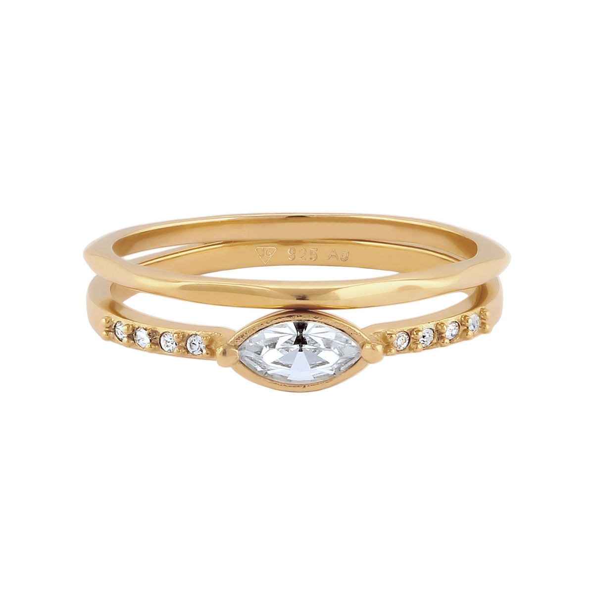 Gold - Elli | Ringset | Mit Kristallen von Swarovski® (Weiß) | 925 Sterling Silber vergoldet