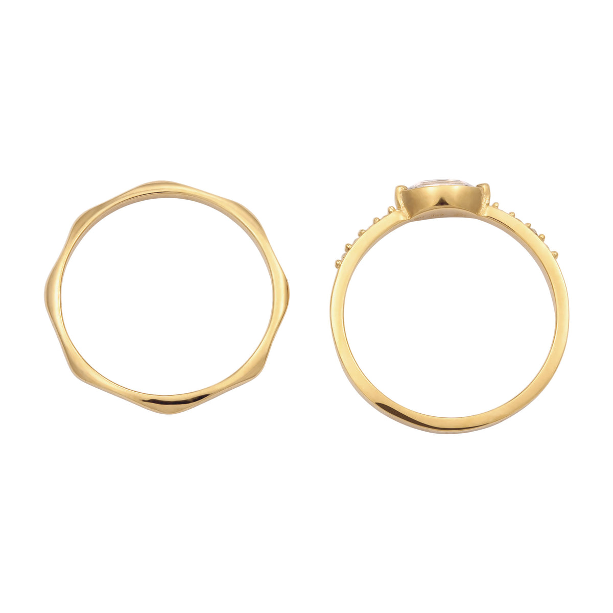 Gold - Elli | Ringset | Mit Kristallen von Swarovski® (Weiß) | 925 Sterling Silber vergoldet