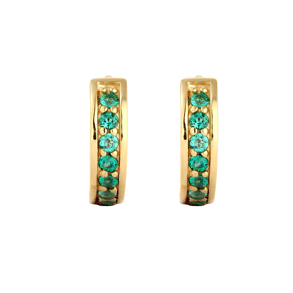 Gold - Elli PREMIUM | Creolen | Synthetischem Smaragd (Grün) | 925 Sterling Silber vergoldet