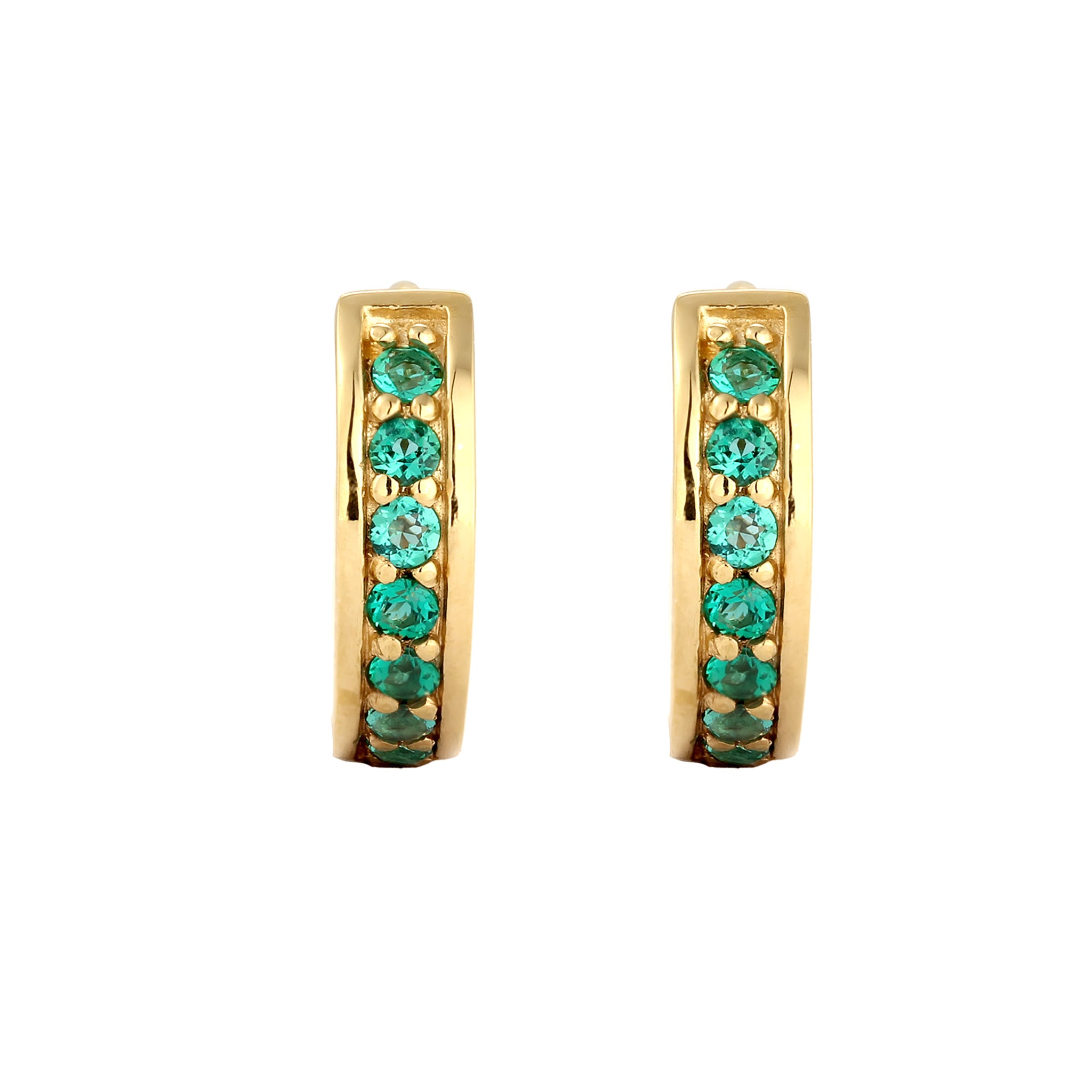 Gold - Elli PREMIUM | Creolen | Synthetischem Smaragd (Grün) | 925 Sterling Silber vergoldet