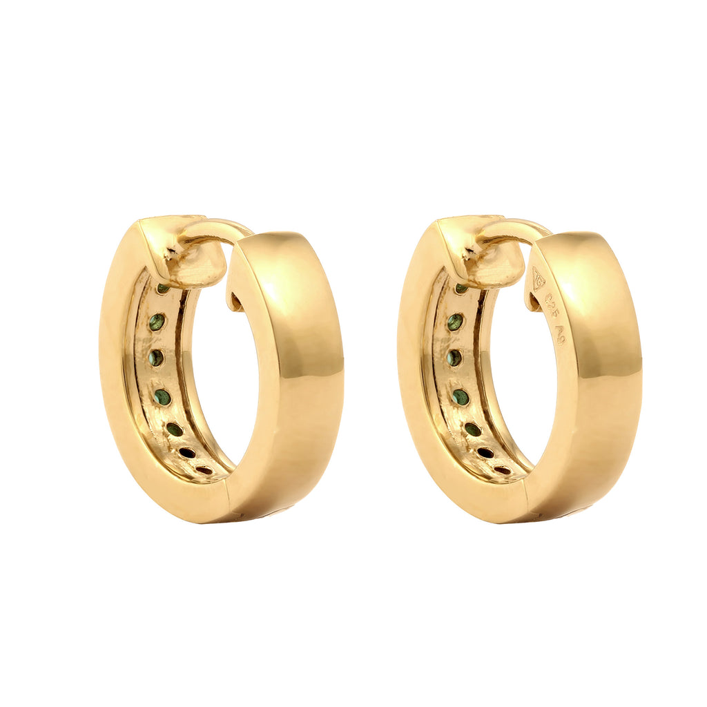 Gold - Elli PREMIUM | Creolen | Synthetischem Smaragd (Grün) | 925 Sterling Silber vergoldet