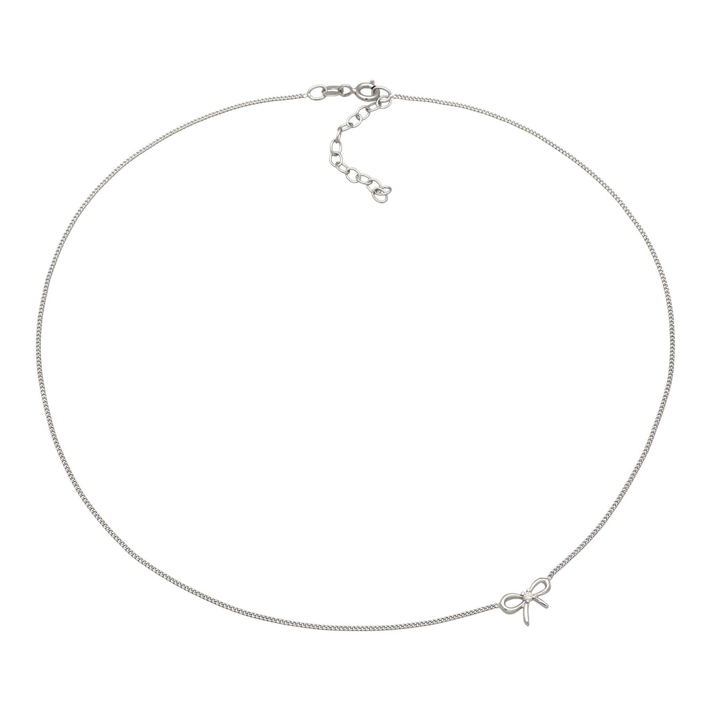 Silber - Elli | Choker Schleife | Zirkonia (Weiß) | 925 Sterling Silber