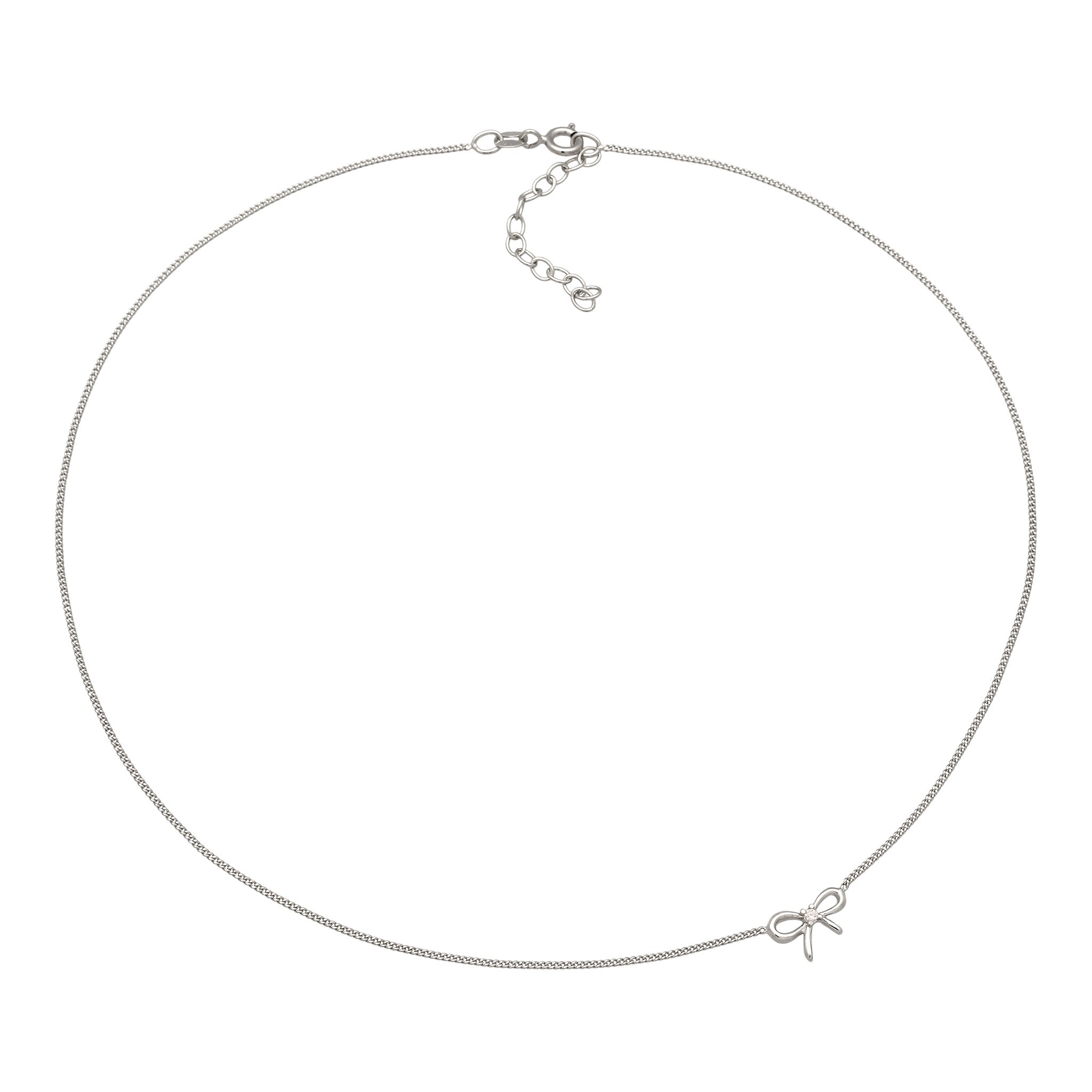 Silber - Elli | Choker Schleife | Zirkonia (Weiß) | 925 Sterling Silber