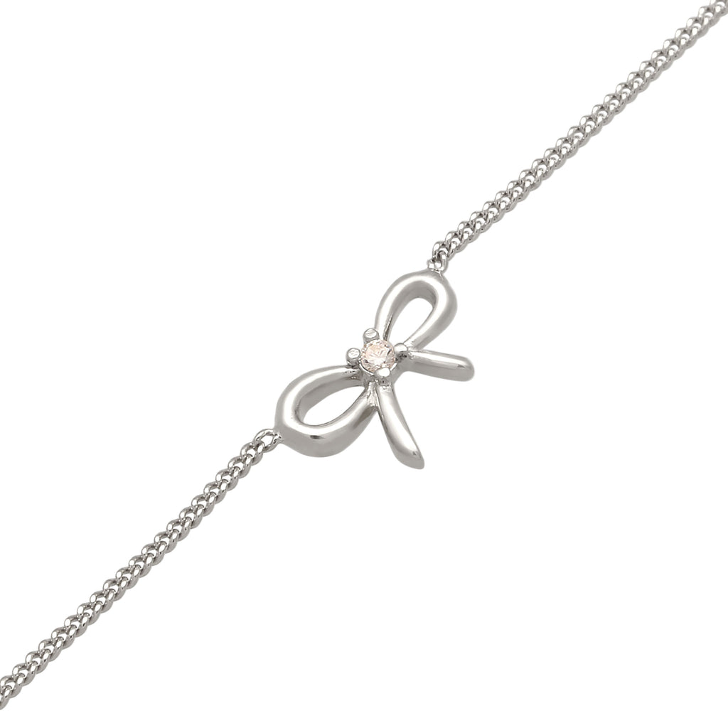 Silber - Elli | Choker Schleife | Zirkonia (Weiß) | 925 Sterling Silber