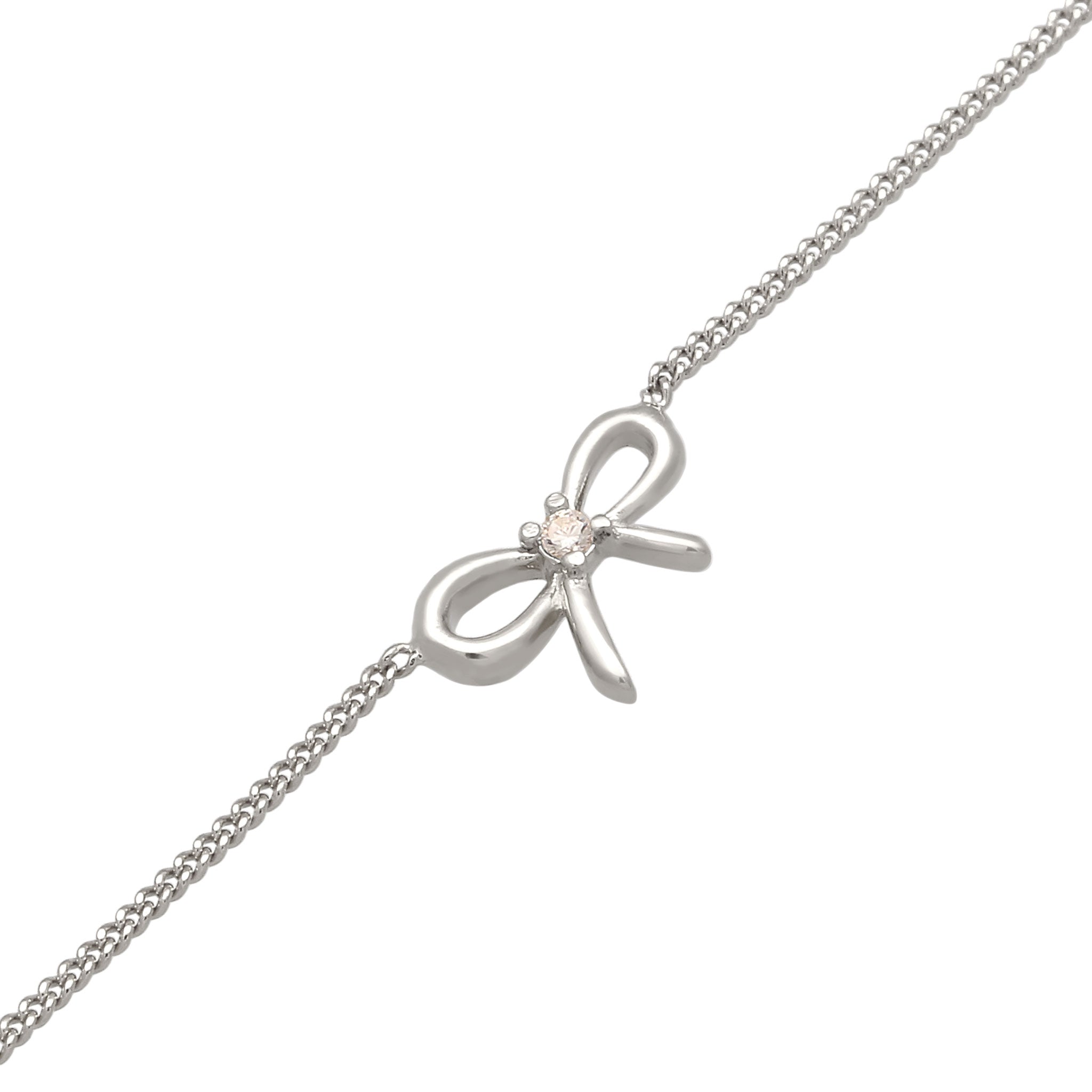 Silber - Elli | Choker Schleife | Zirkonia (Weiß) | 925 Sterling Silber