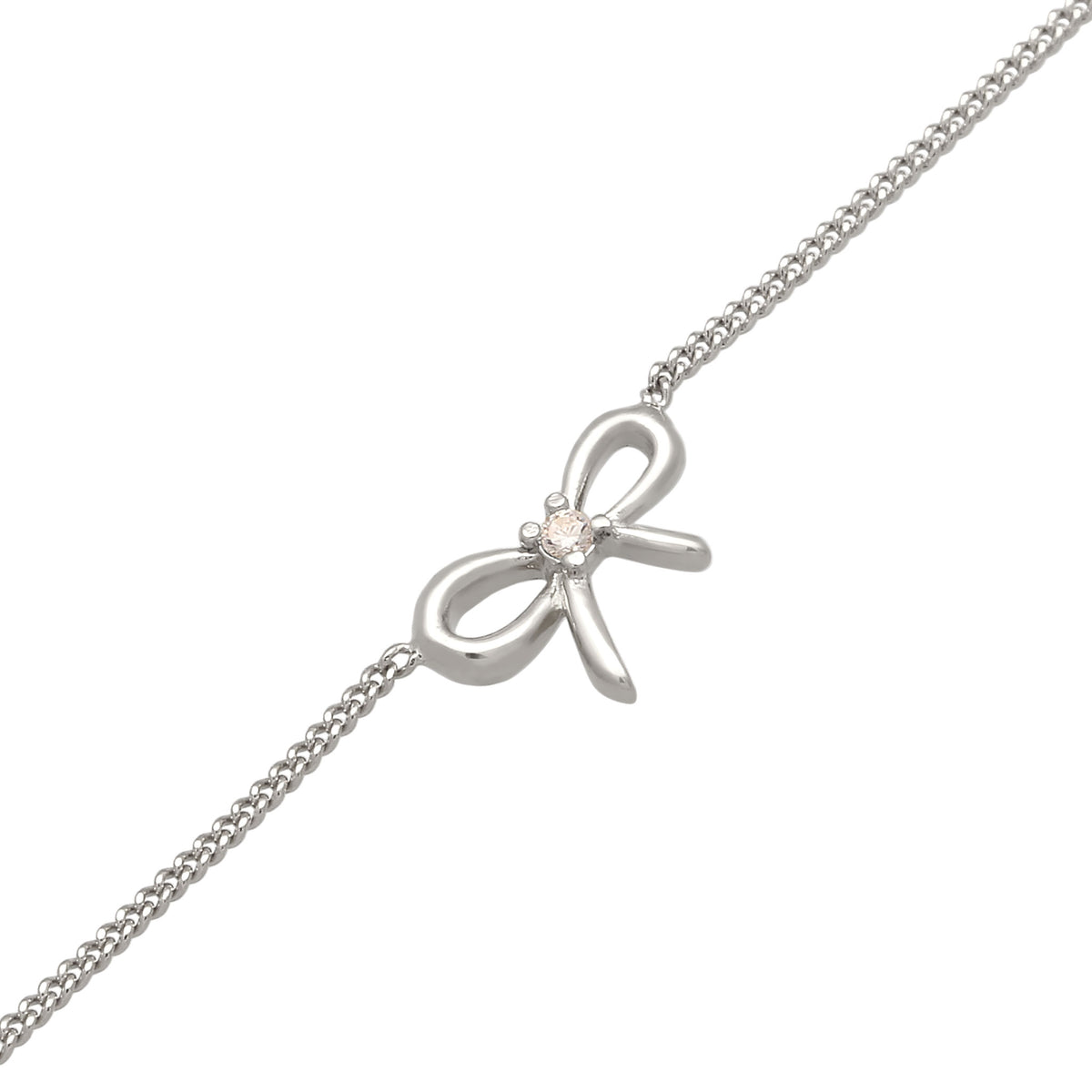 Silber - Elli | Choker Schleife | Zirkonia (Weiß) | 925 Sterling Silber