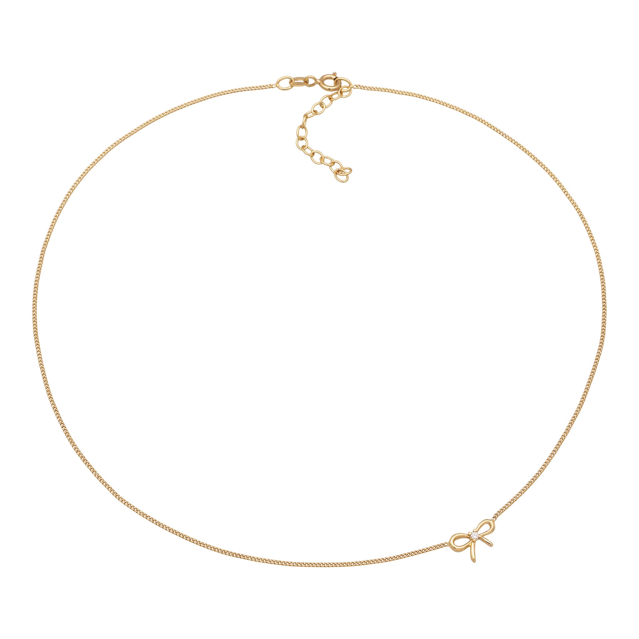 Gold - Elli | Choker Schleife | Zirkonia (Weiß) | 925 Sterling Silber vergoldet