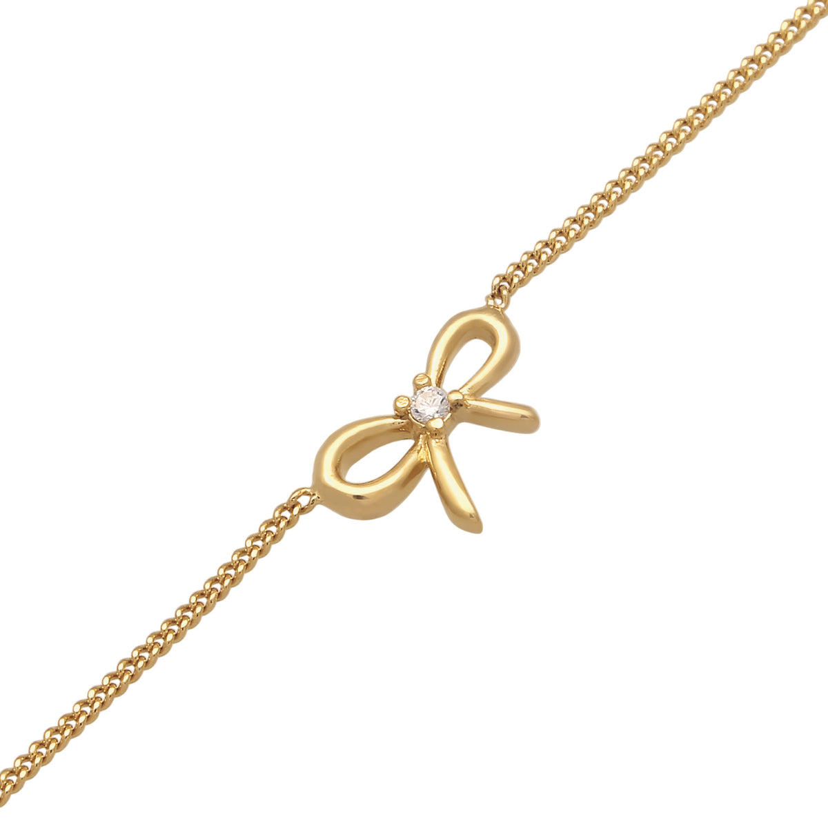 Gold - Elli | Choker Schleife | Zirkonia (Weiß) | 925 Sterling Silber vergoldet
