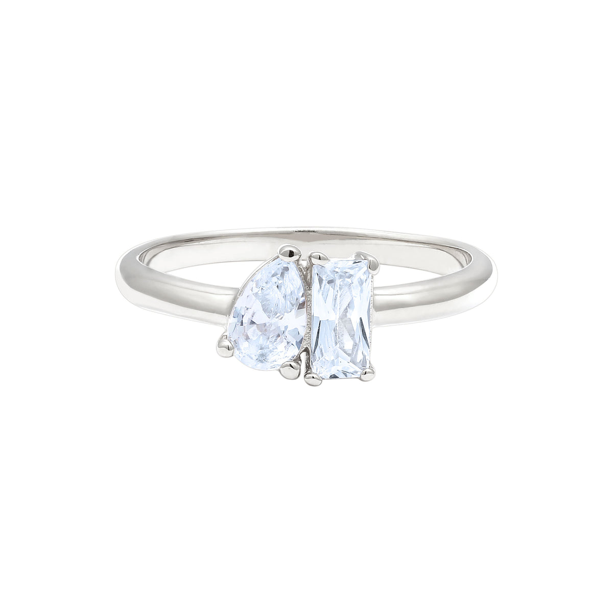 Silber - Elli | Verlobungsring Tropfen | Zirkonia (Weiß) | 925 Sterling Silber