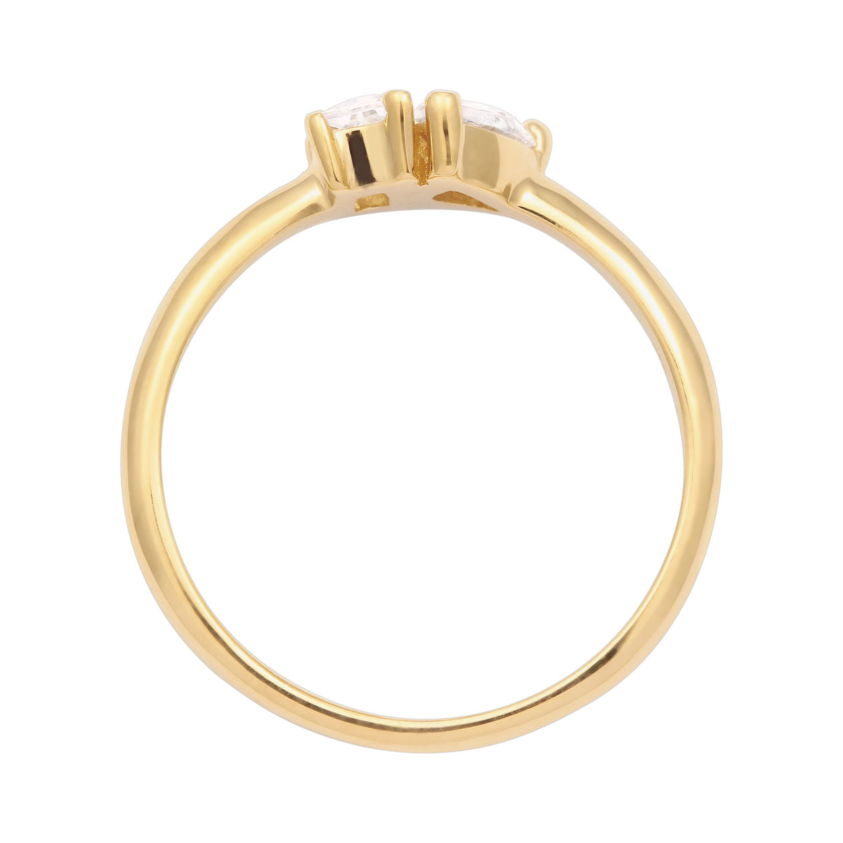 Gold - Elli | Verlobungsring Tropfen | Zirkonia (Weiß) | 925 Sterling Silber vergoldet
