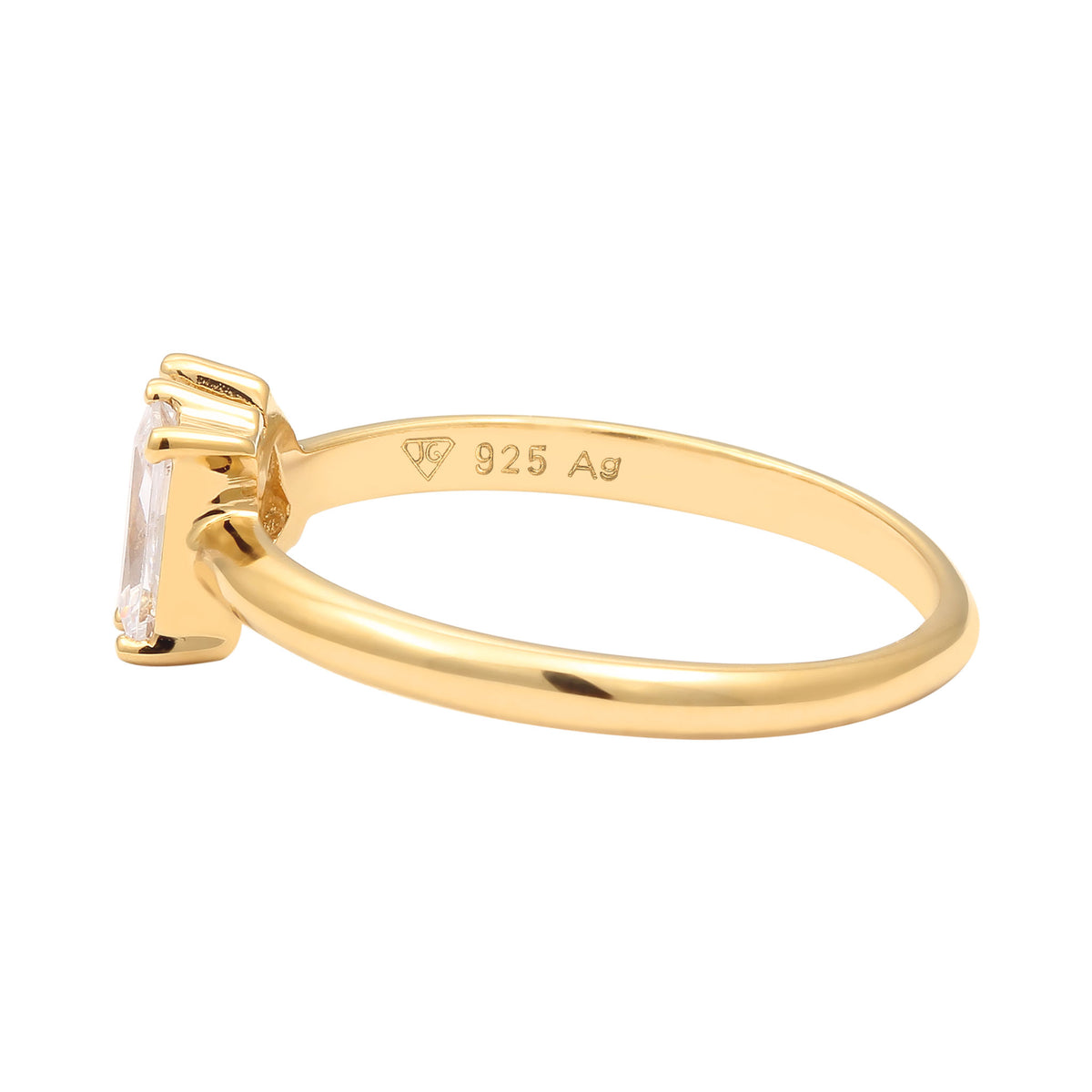Gold - Elli | Verlobungsring Tropfen | Zirkonia (Weiß) | 925 Sterling Silber vergoldet