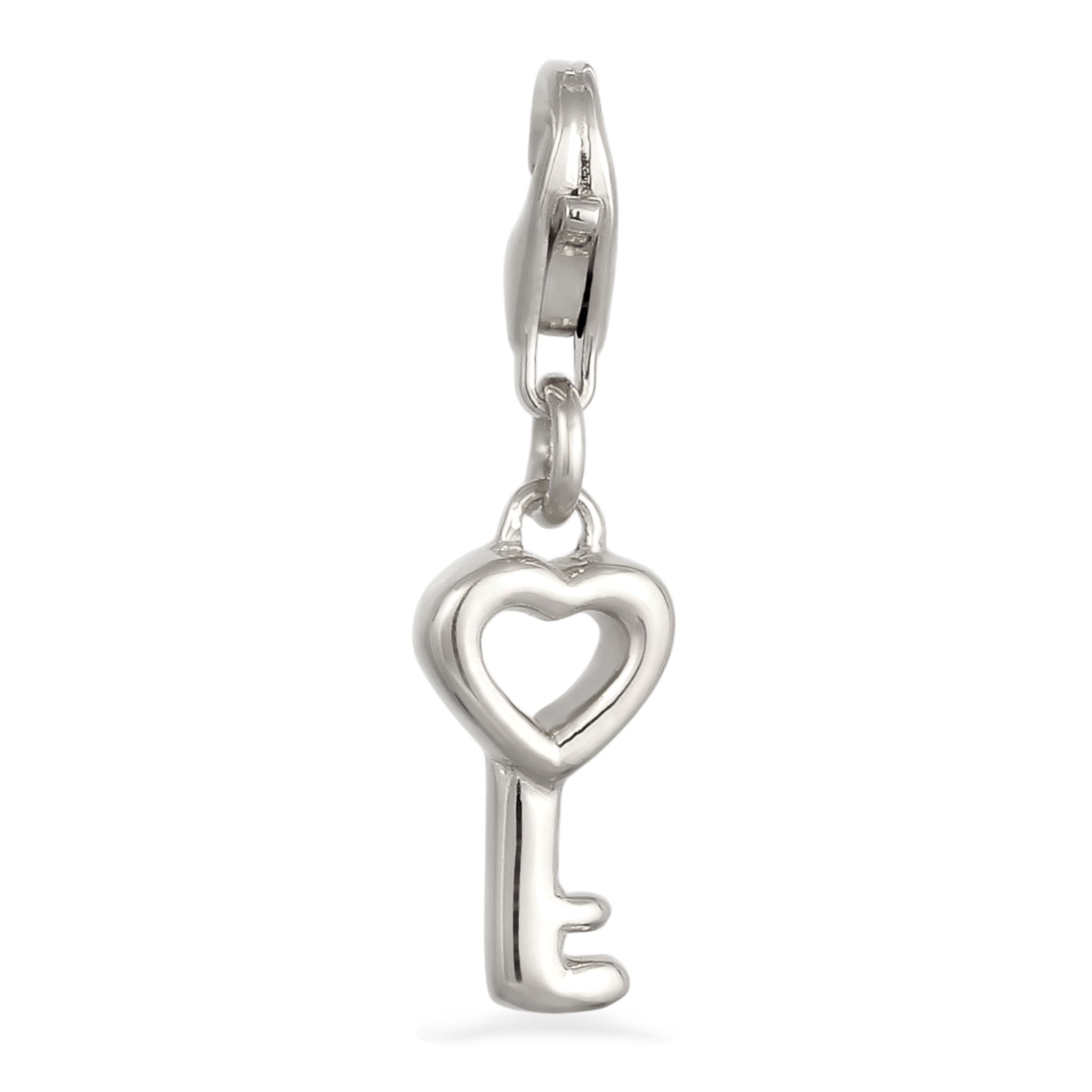 Silber - Elli | Charm Herz Schlüssel | 925 Sterling Silber