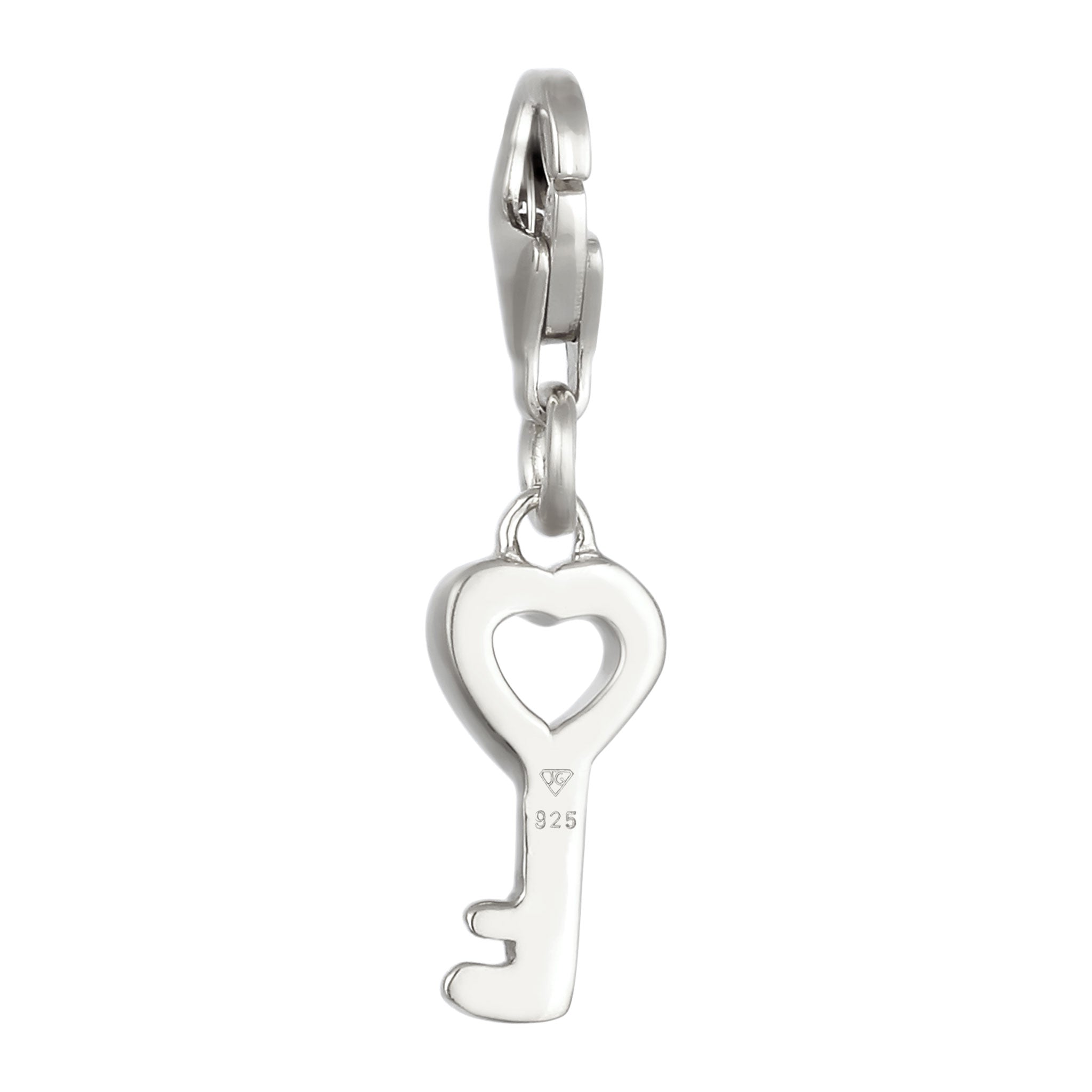 Silber - Elli | Charm Herz Schlüssel | 925 Sterling Silber