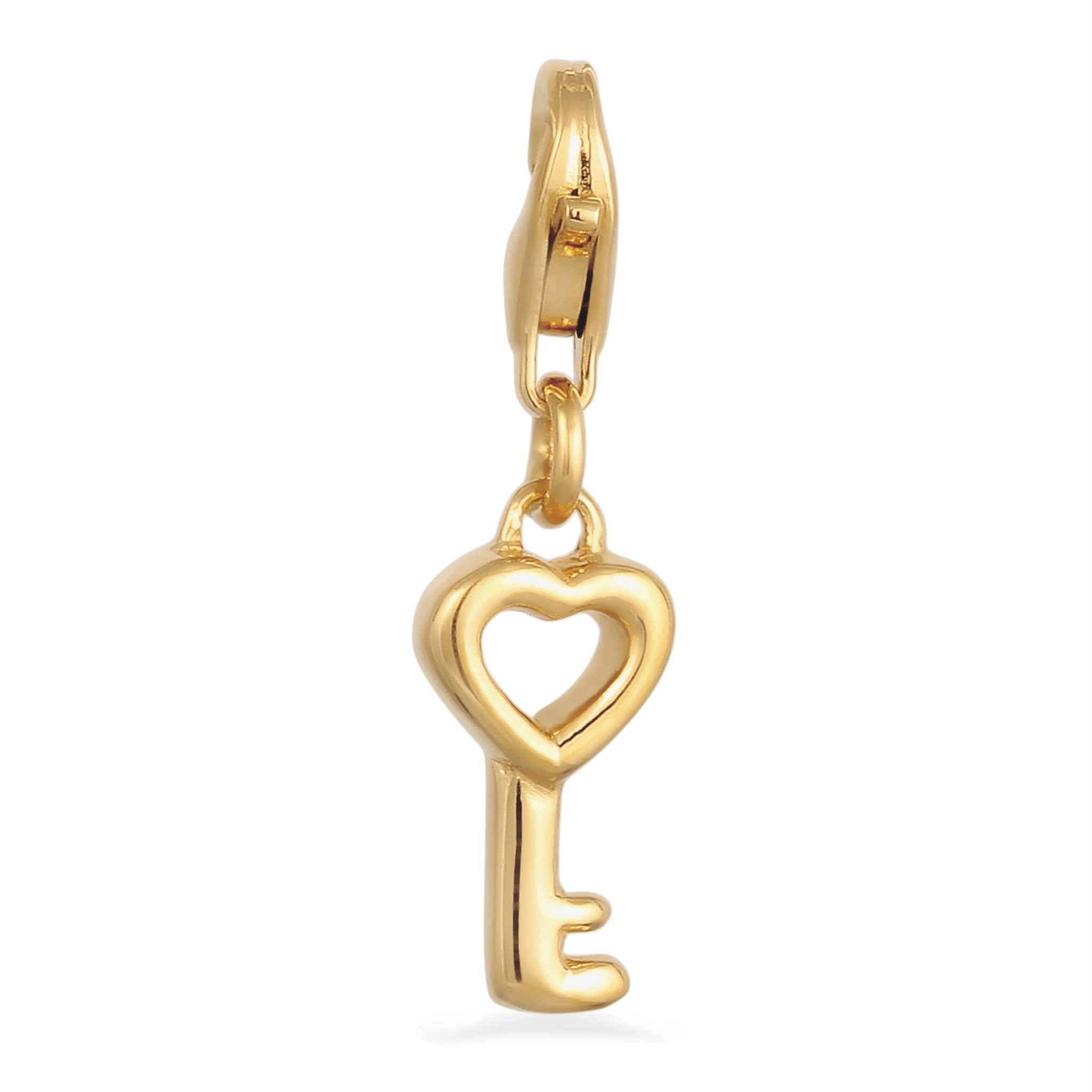 Gold - Elli | Charm Herz Schlüssel | 925 Sterling Silber vergoldet