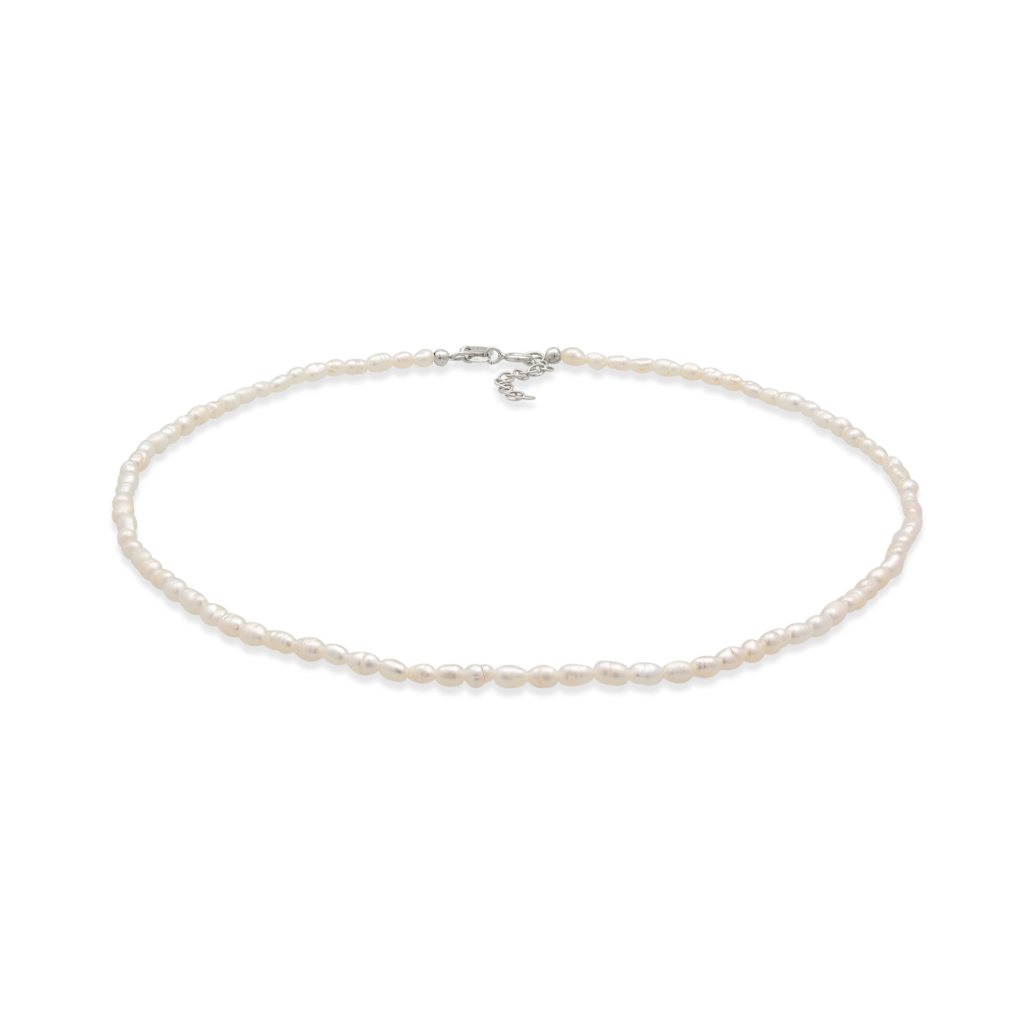 Silber - Elli PREMIUM | Choker | Süßwasserzuchtperlen (Weiß) | 925 Sterling Silber