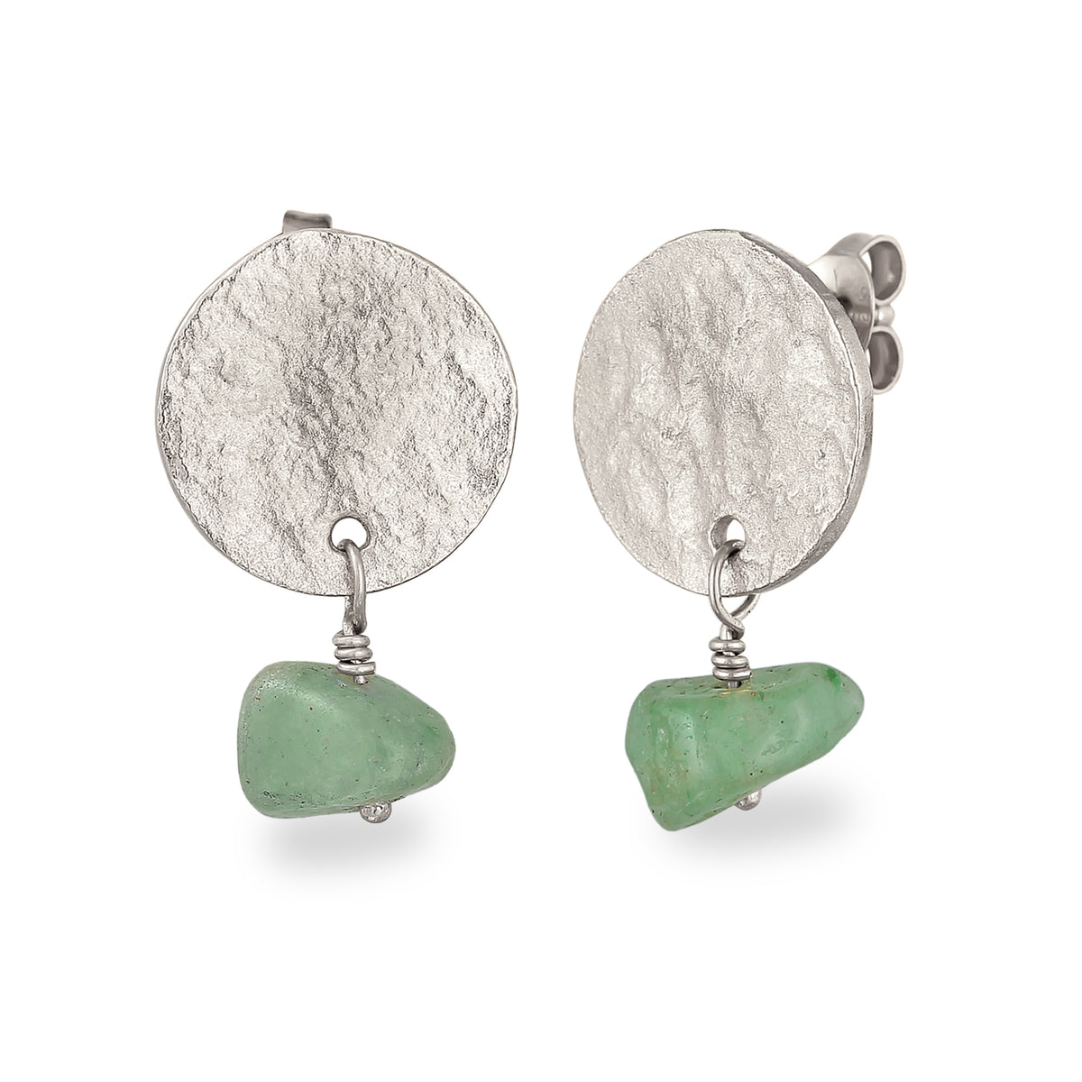 Silber - Elli PREMIUM | Ohrstecker Kreis | Aventurin (Grün) | 925 Sterling Silber