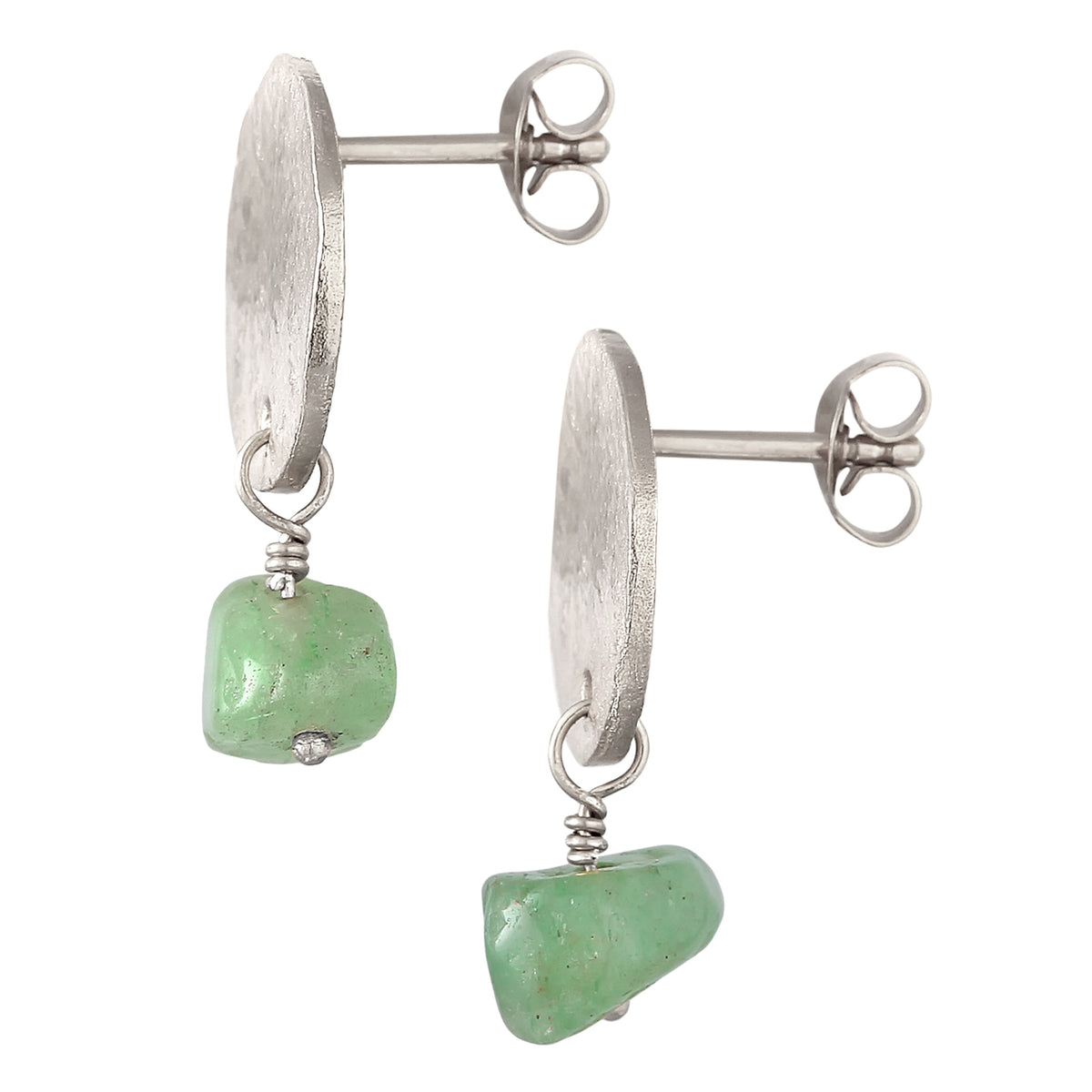 Silber - Elli PREMIUM | Ohrstecker Kreis | Aventurin (Grün) | 925 Sterling Silber