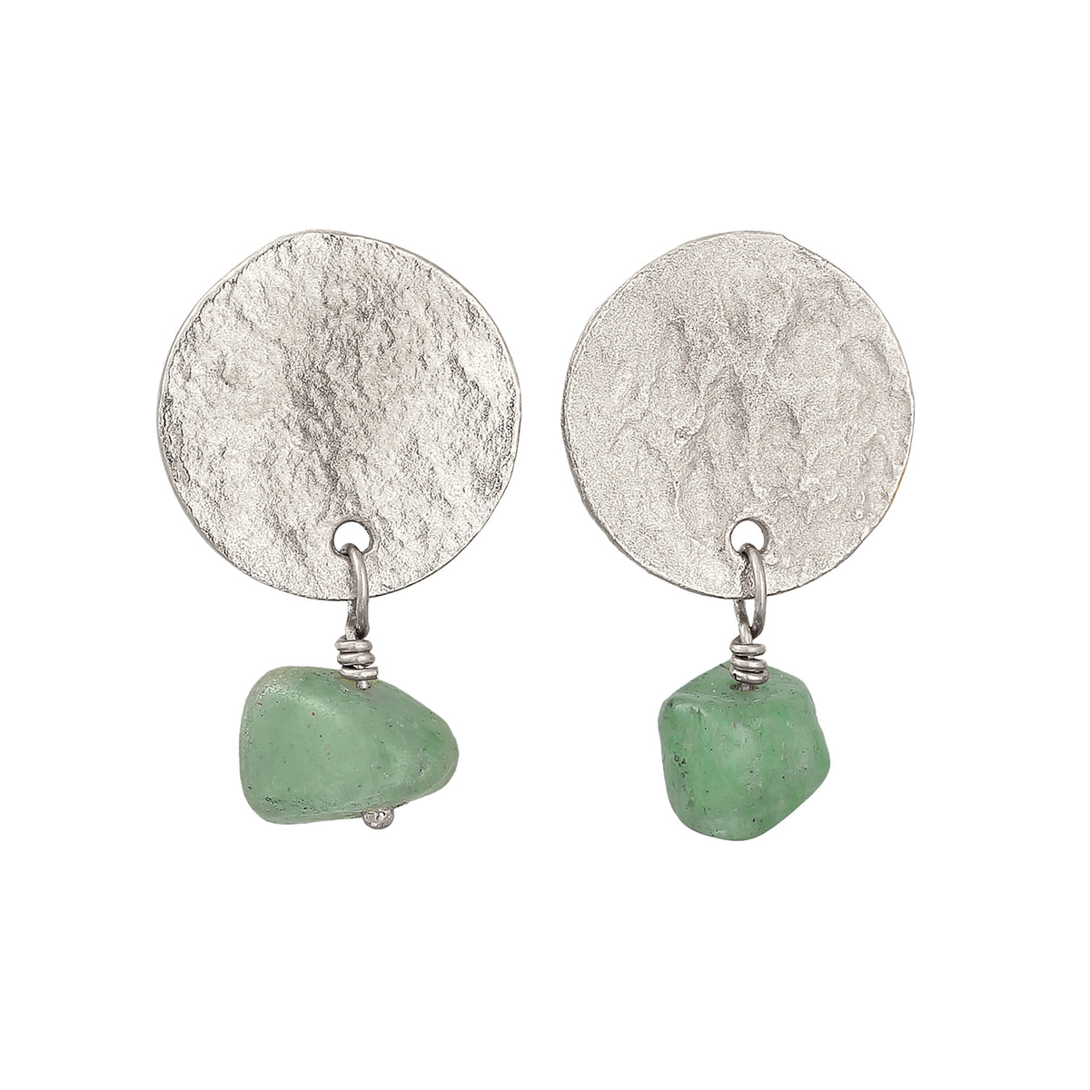 Silber - Elli PREMIUM | Ohrstecker Kreis | Aventurin (Grün) | 925 Sterling Silber