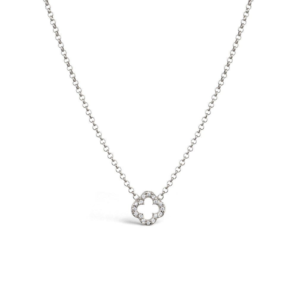 Halskette Kleeblatt | Zirkonia (Weiß)