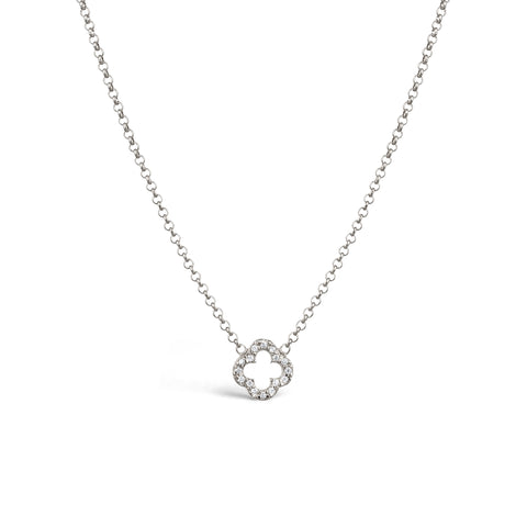 Silber - Elli | Halskette Kleeblatt | Zirkonia (Weiß) | 925 Sterling Silber