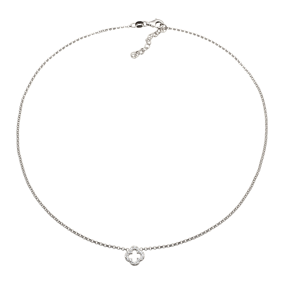 Silber - Elli | Halskette Kleeblatt | Zirkonia (Weiß) | 925 Sterling Silber