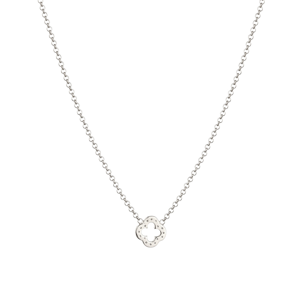 Silber - Elli | Halskette Kleeblatt | Zirkonia (Weiß) | 925 Sterling Silber