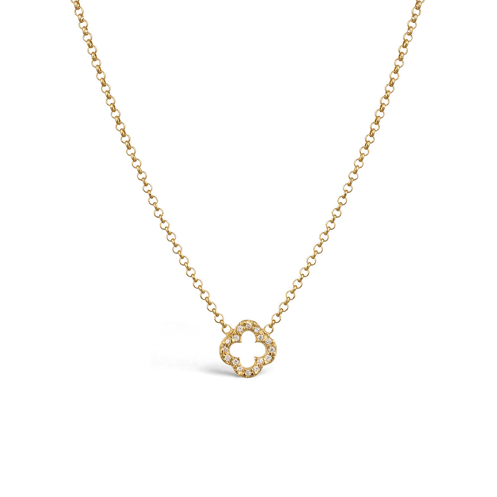 Halskette Kleeblatt | Zirkonia (Weiß)