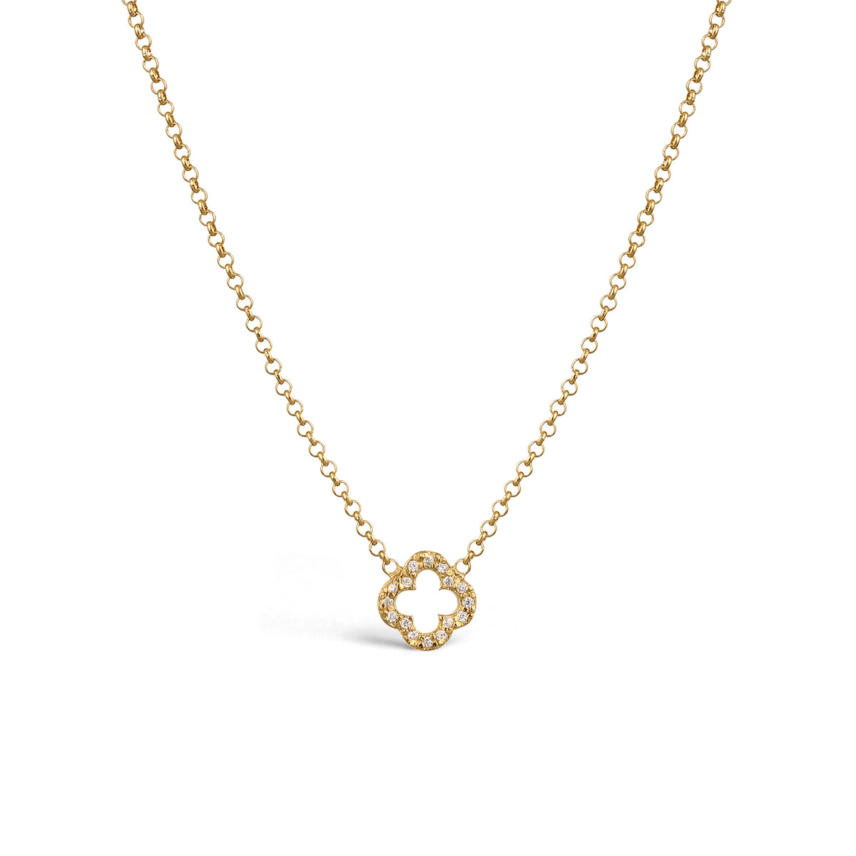 Gold - Elli | Halskette Kleeblatt | Zirkonia (Weiß) | 925 Sterling Silber vergoldet