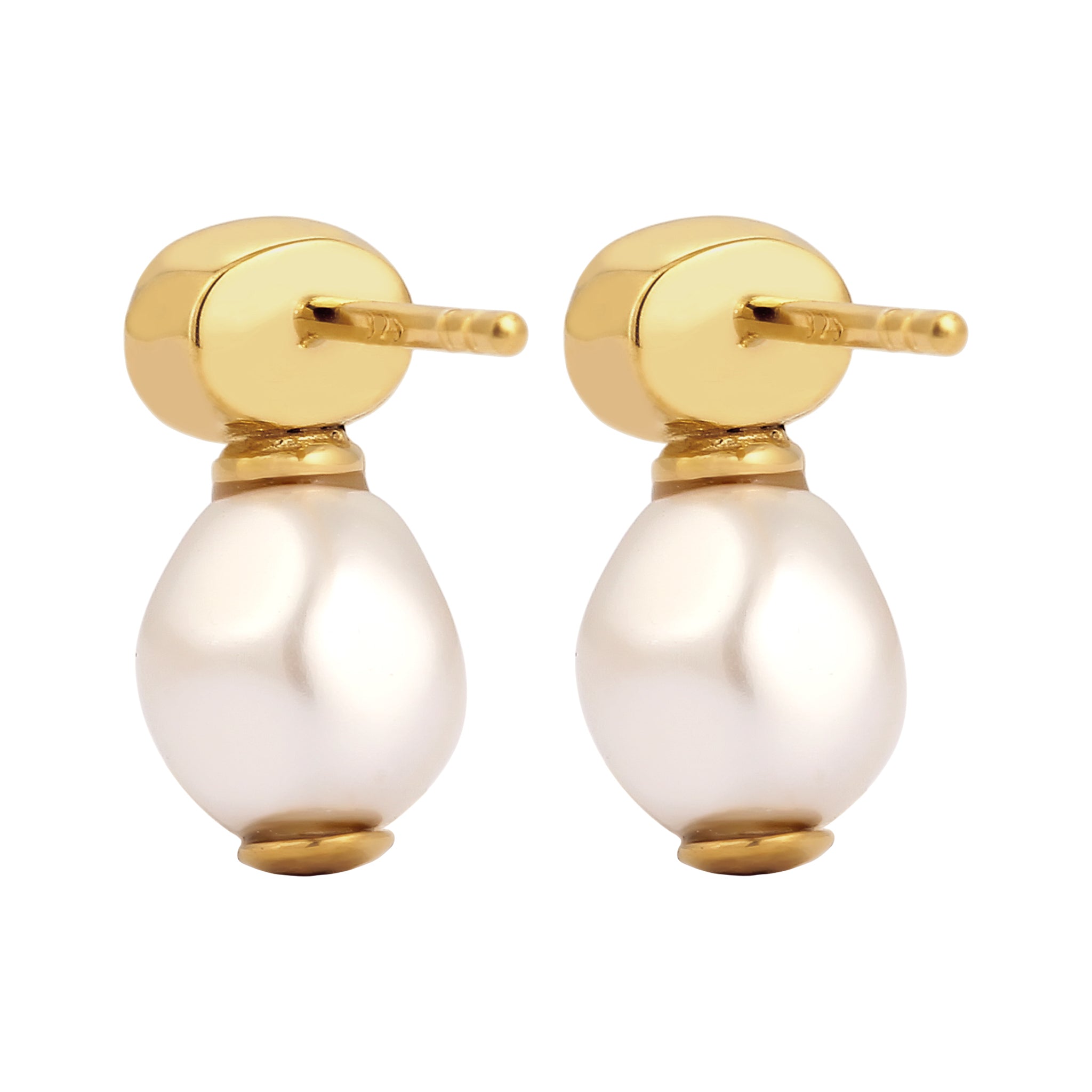 Gold - Elli | Ohrstecker | Mit Kristallen von Swarovski® (Pink) & Synthetische Perle (Weiß) | 925 Sterling Silber vergoldet