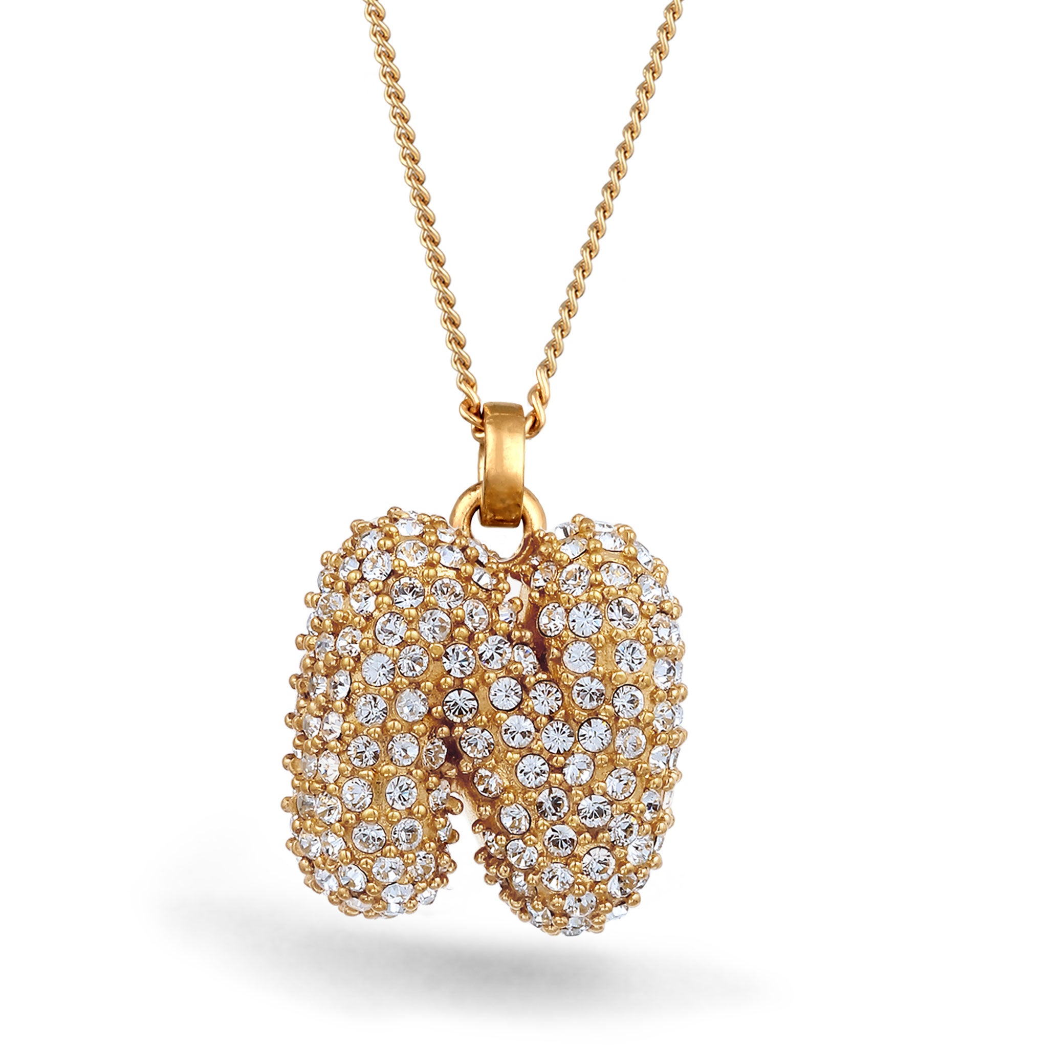 Gold - Elli | Halskette Bubble Buchstabe N | Mit Kristallen von Swarovski® (Weiß) | 925 Sterling Silber vergoldet