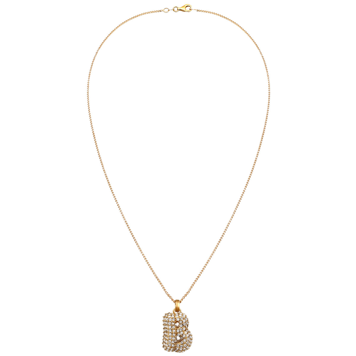 Gold - Elli | Halskette Bubble Buchstabe B | Glas Kristalle (Weiß) | 925 Sterling Silber vergoldet