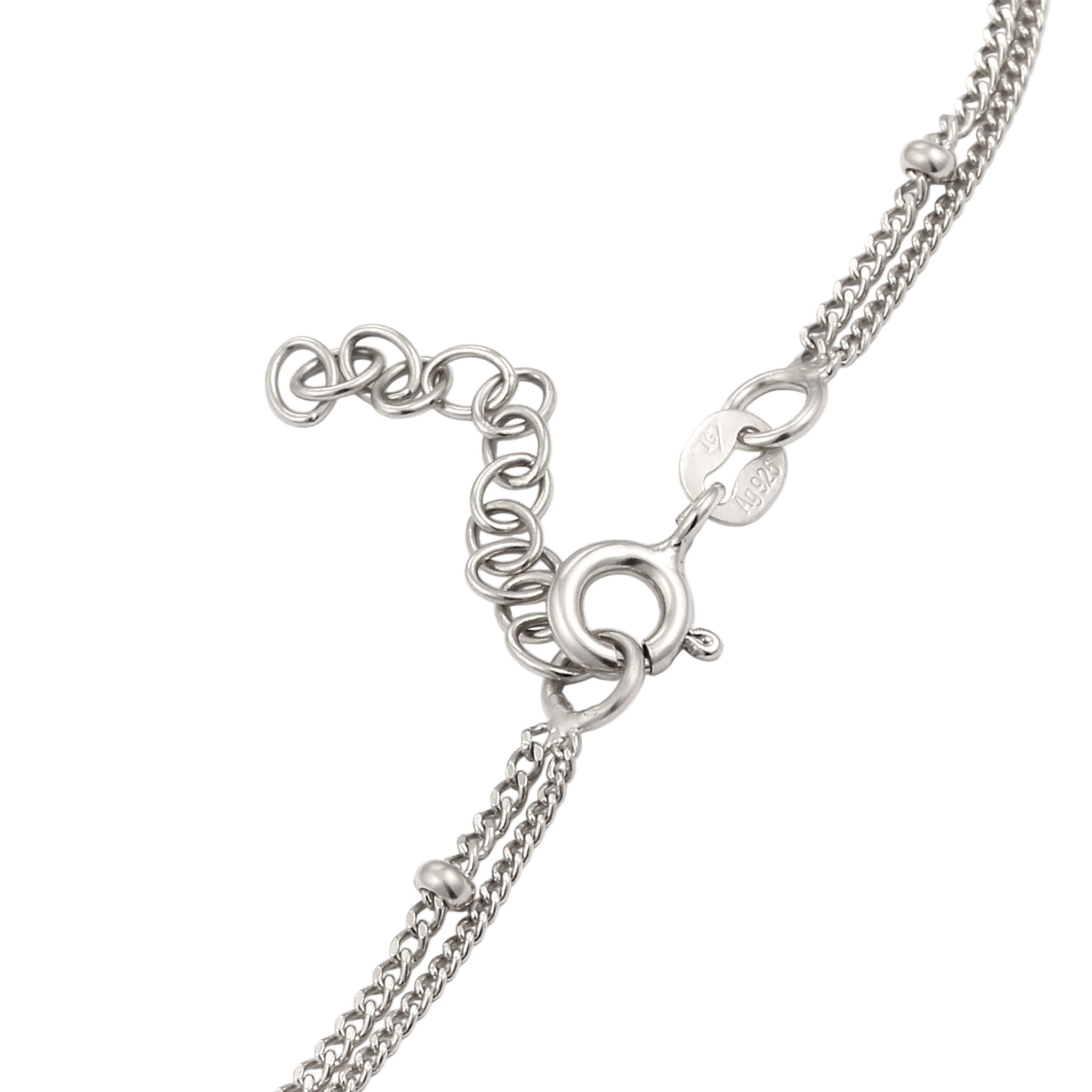 Silber - Elli | Layer-Fußkettchen Kugeln | Mit Kristallen von Swarovski® (Weiß) | 925 Sterling Silber