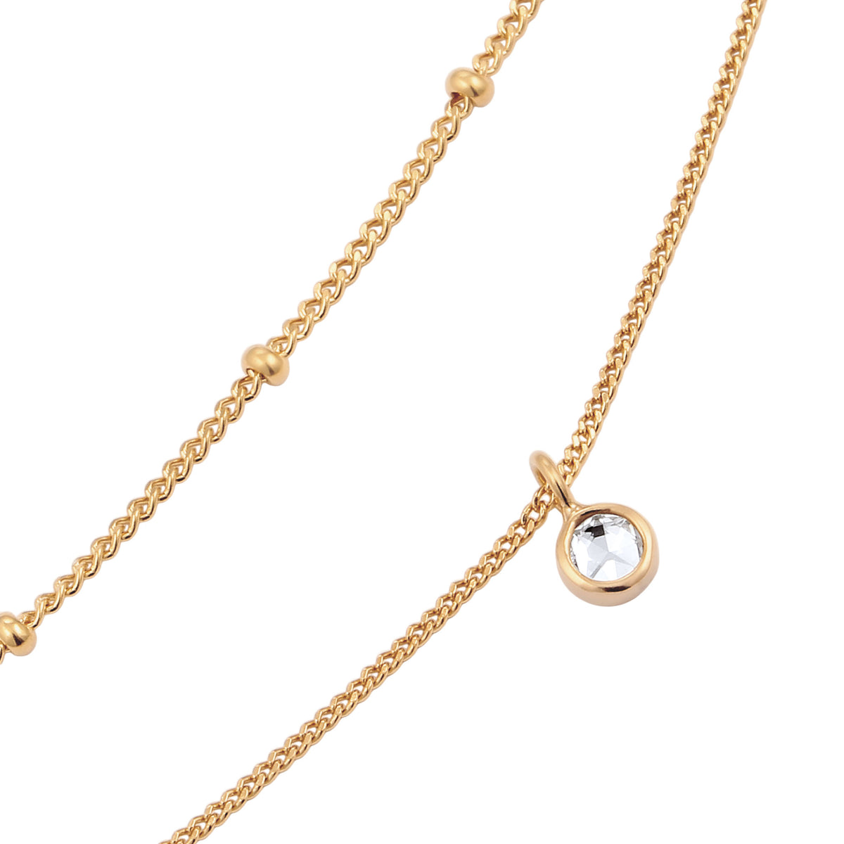 Gold - Elli | Layer-Fußkettchen Kugeln | Mit Kristallen von Swarovski® (Weiß) | 925 Sterling Silber vergoldet