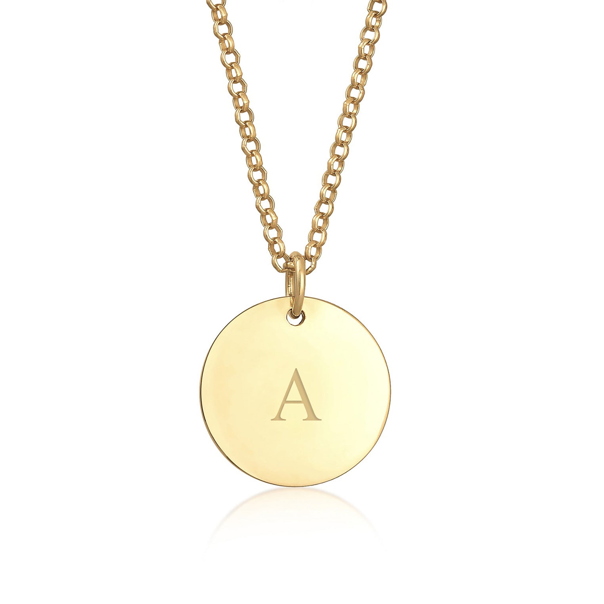 Gold - Elli | Halskette | Gravur Plättchen | 925er Sterling Silber vergoldet