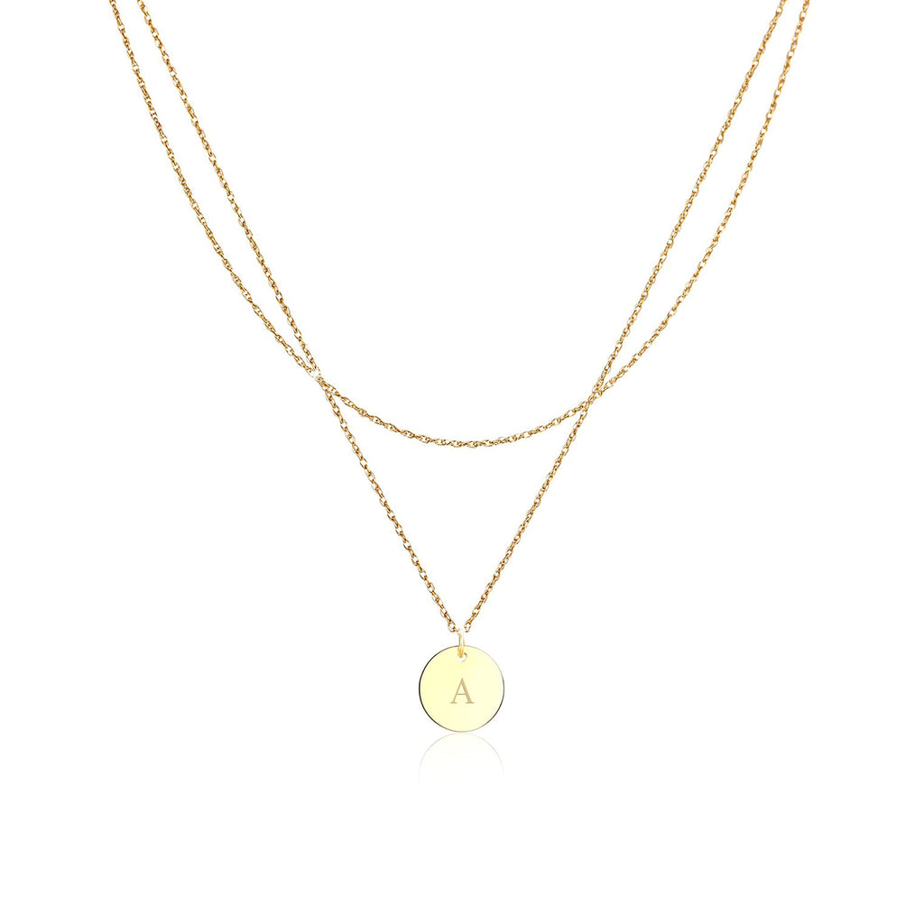 Gold engravable - Elli | Layer-Halskette | Gravur Plättchen | 925er Sterling Silber vergoldet