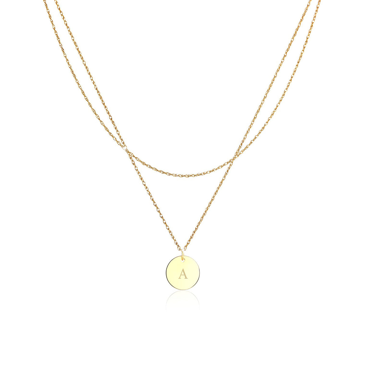 Gold engravable - Elli | Layer-Halskette | Gravur Plättchen | 925er Sterling Silber vergoldet