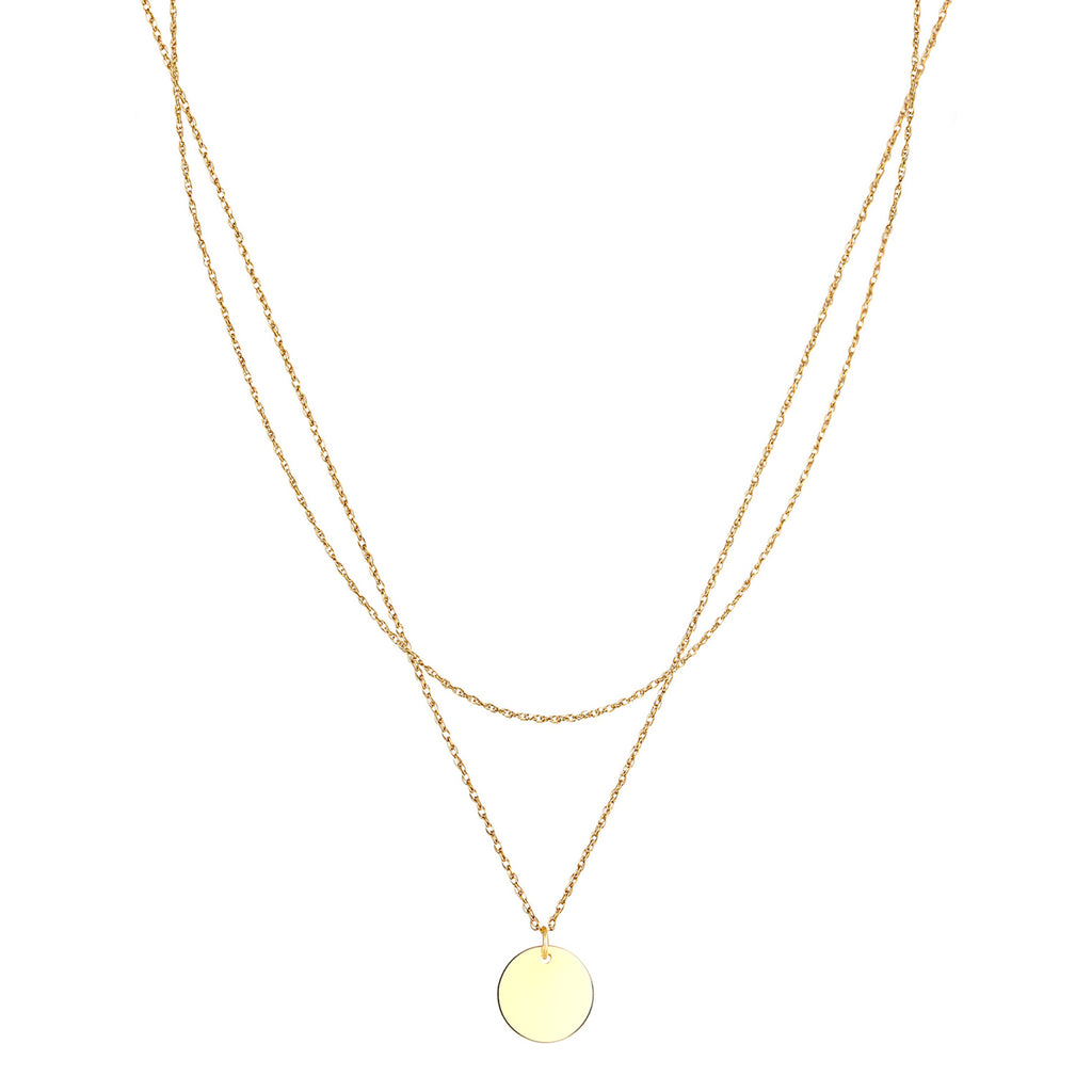 Gold engravable - Elli | Layer-Halskette | Gravur Plättchen | 925er Sterling Silber vergoldet