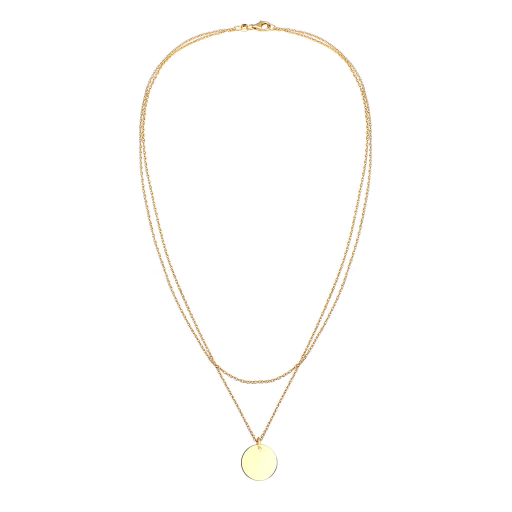 Gold engravable - Elli | Layer-Halskette | Gravur Plättchen | 925er Sterling Silber vergoldet
