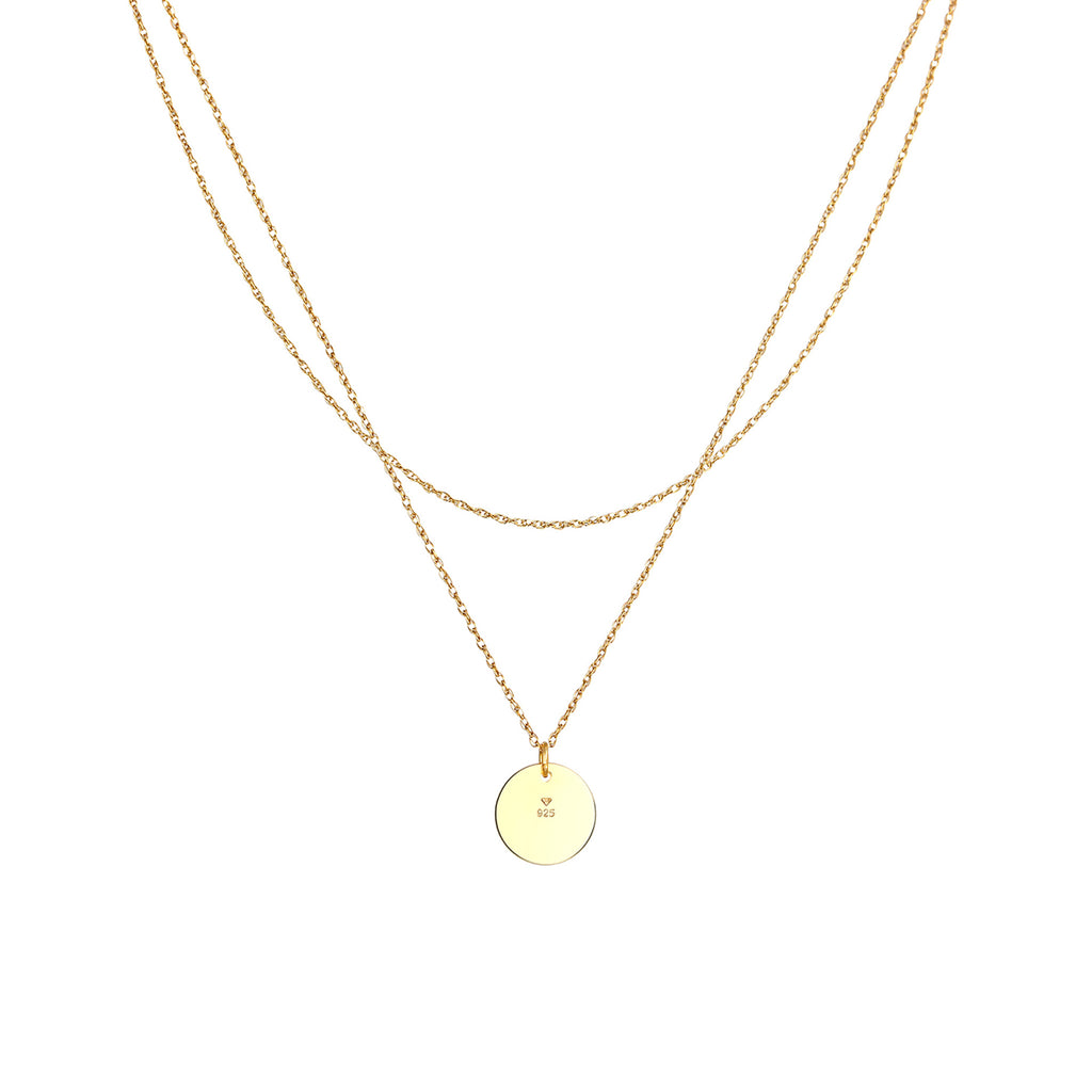 Gold engravable - Elli | Layer-Halskette | Gravur Plättchen | 925er Sterling Silber vergoldet