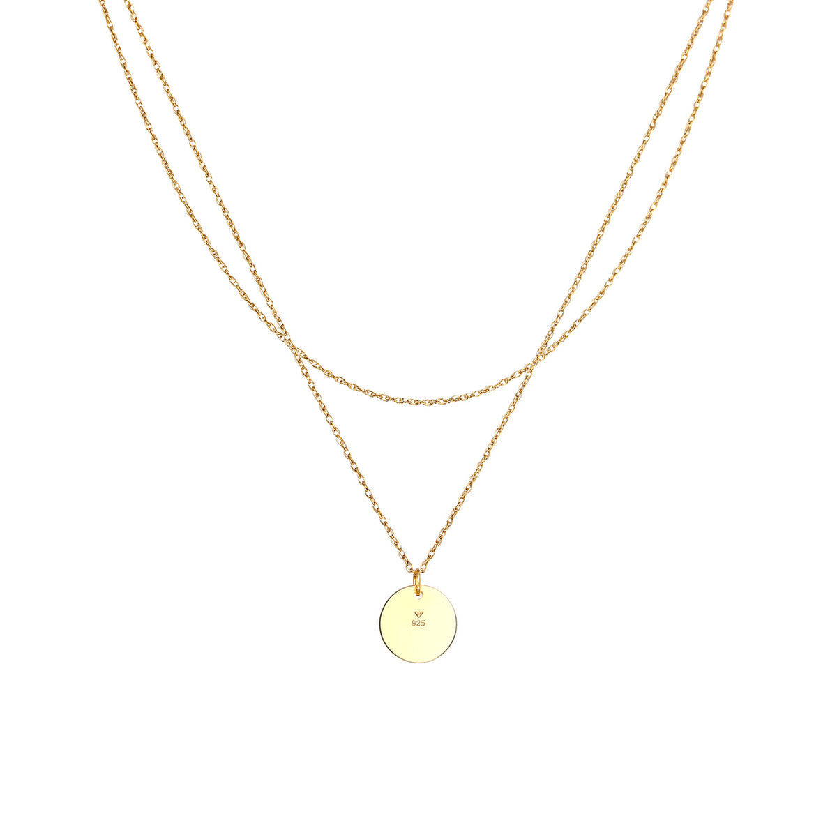 Gold engravable - Elli | Layer-Halskette | Gravur Plättchen | 925er Sterling Silber vergoldet