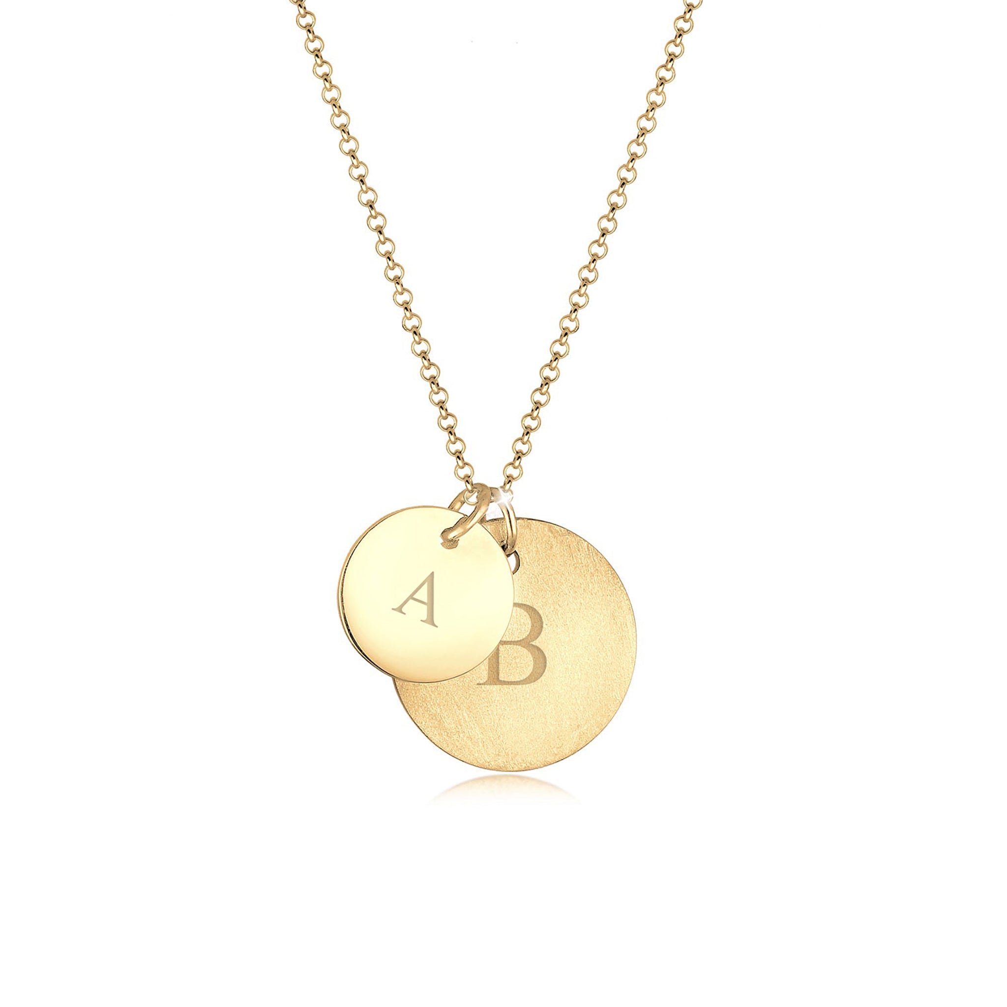 Gold - Elli | Halskette | Gravur Plättchen Matt | 925er Sterling Silber vergoldet