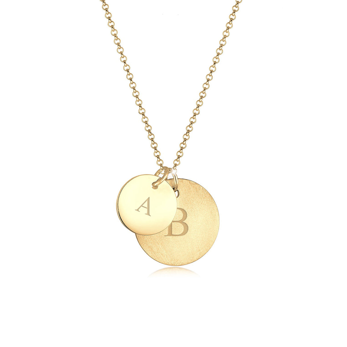 Gold - Elli | Halskette | Gravur Plättchen Matt | 925er Sterling Silber vergoldet